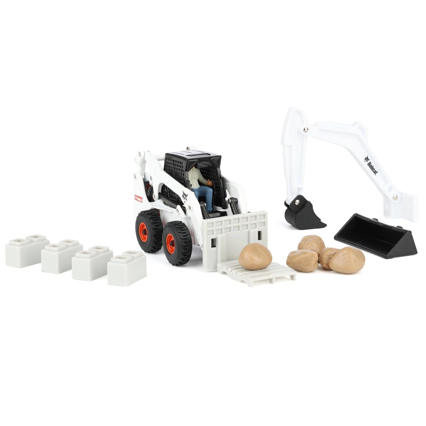 ERTL 1/32 Bobcat Skid Steer Construction Play Set – 20-Piece with Attachments (16504)