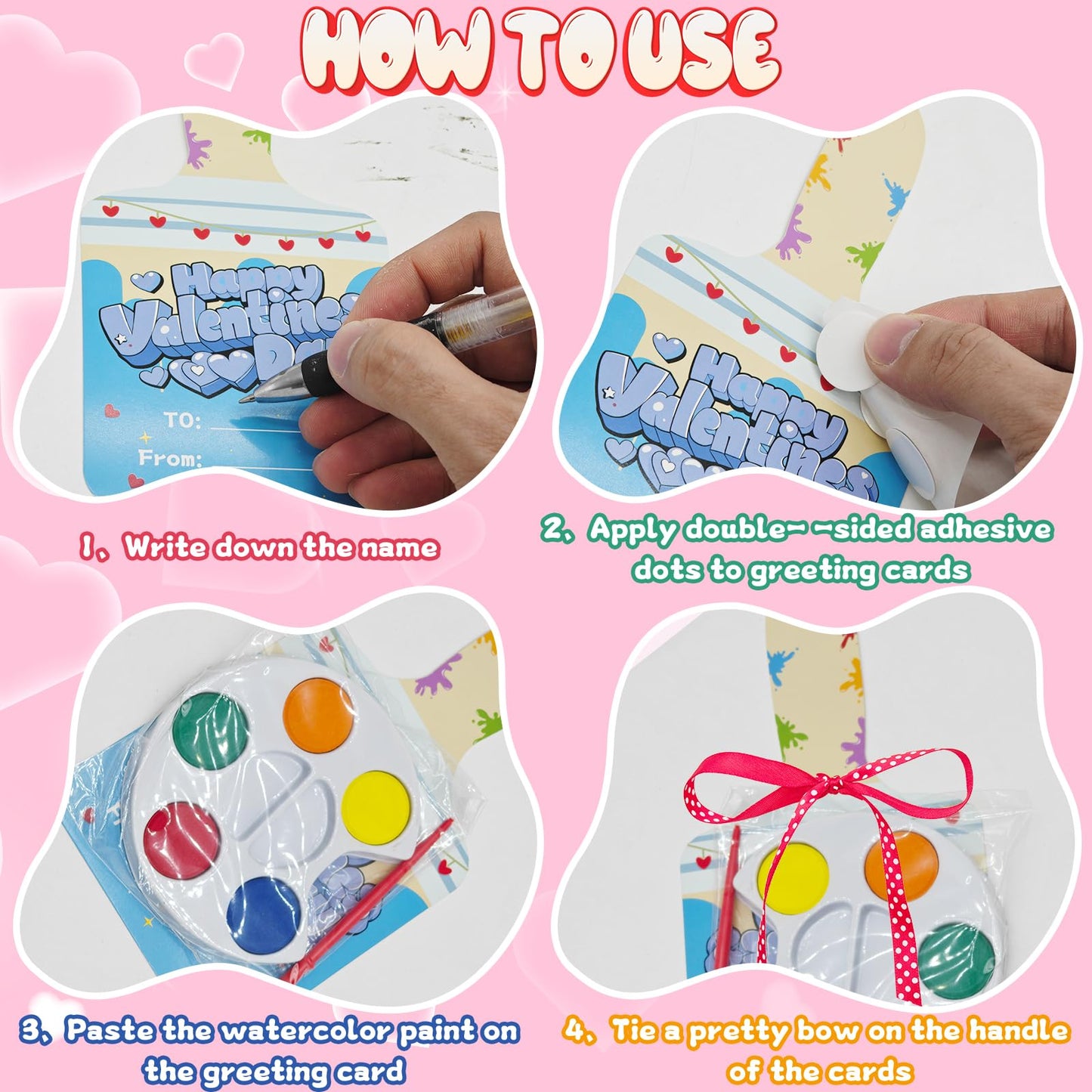 Eruner Valentines Day Gifts for Kids – 24 Pack Watercolor Cards & Paint Set