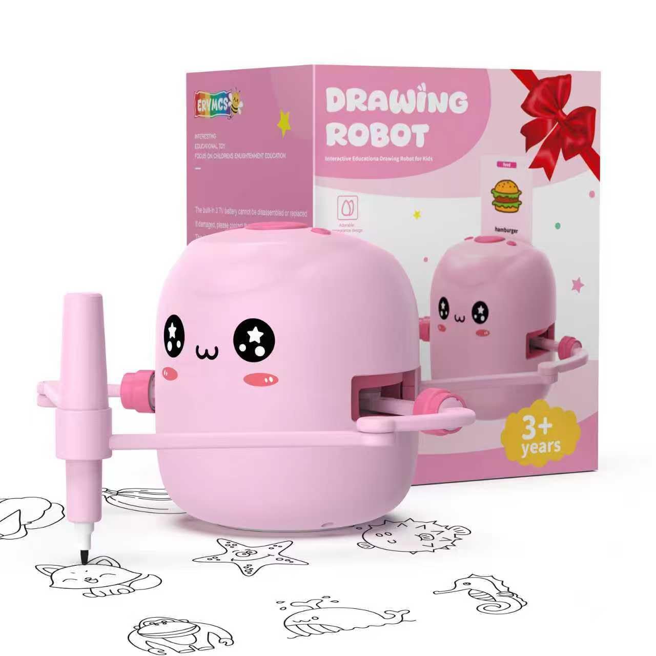 ERYMCS Drawing Robot for Kids – Interactive Montessori Learning Toy with Cards & Pens