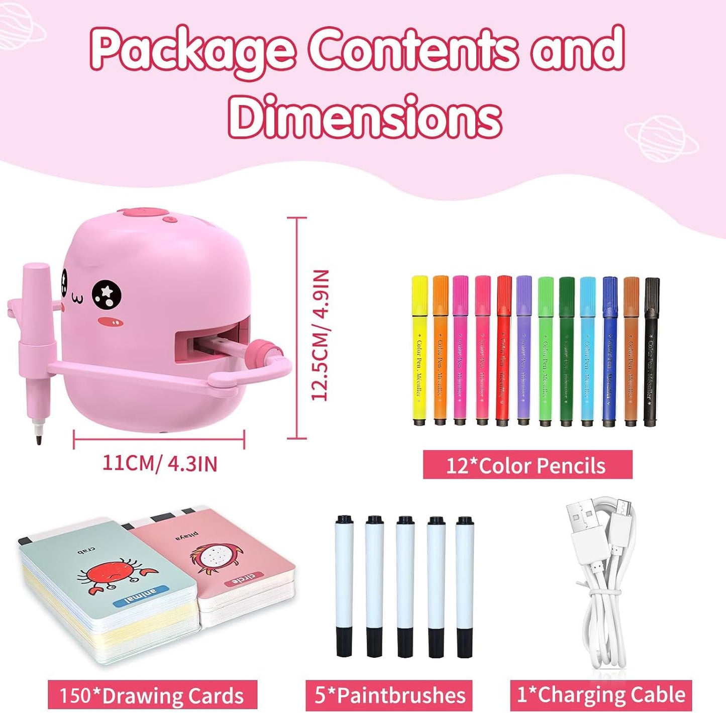 ERYMCS Drawing Robot for Kids – Interactive Montessori Learning Toy with Cards & Pens
