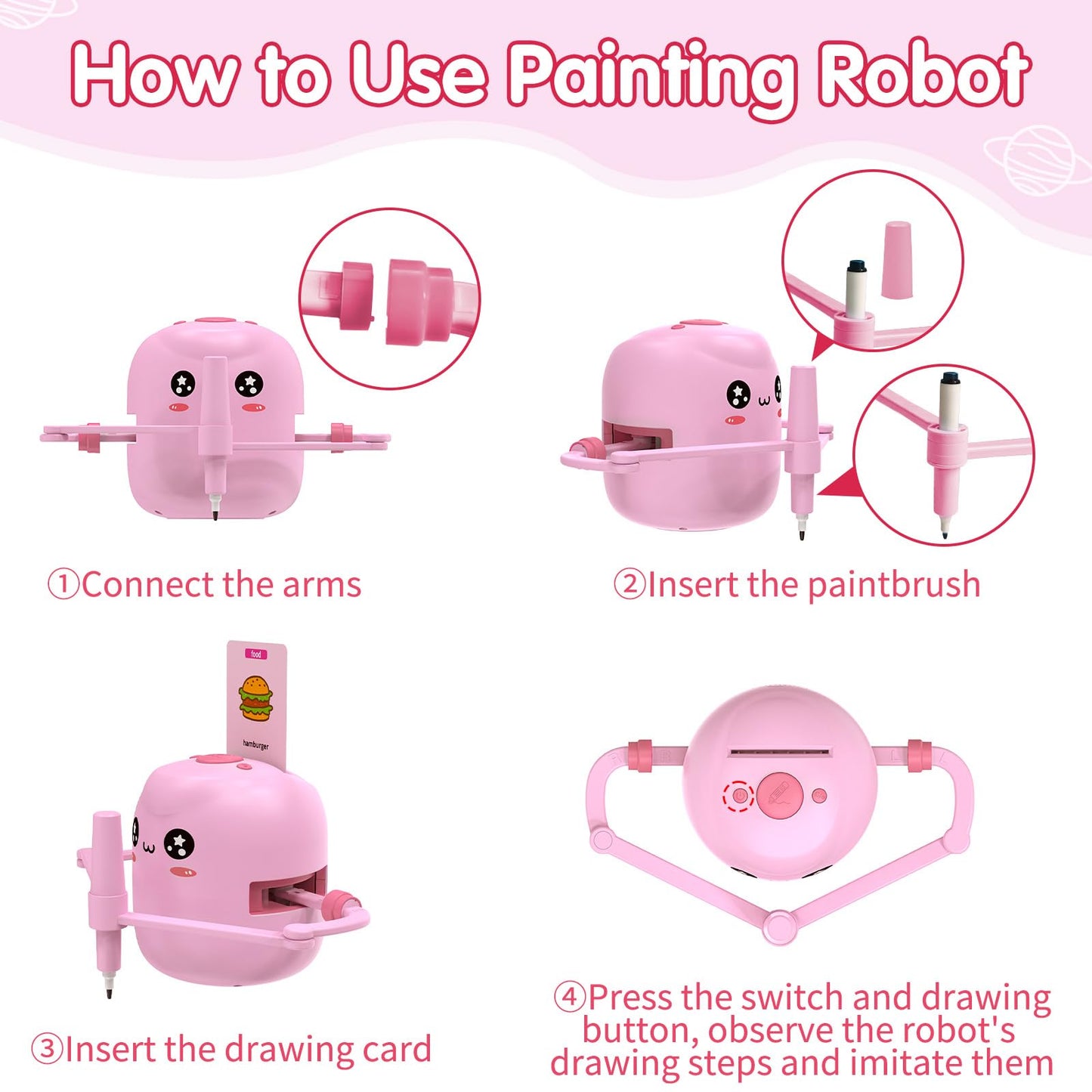 ERYMCS Drawing Robot for Kids – Interactive Montessori Learning Toy with Cards & Pens