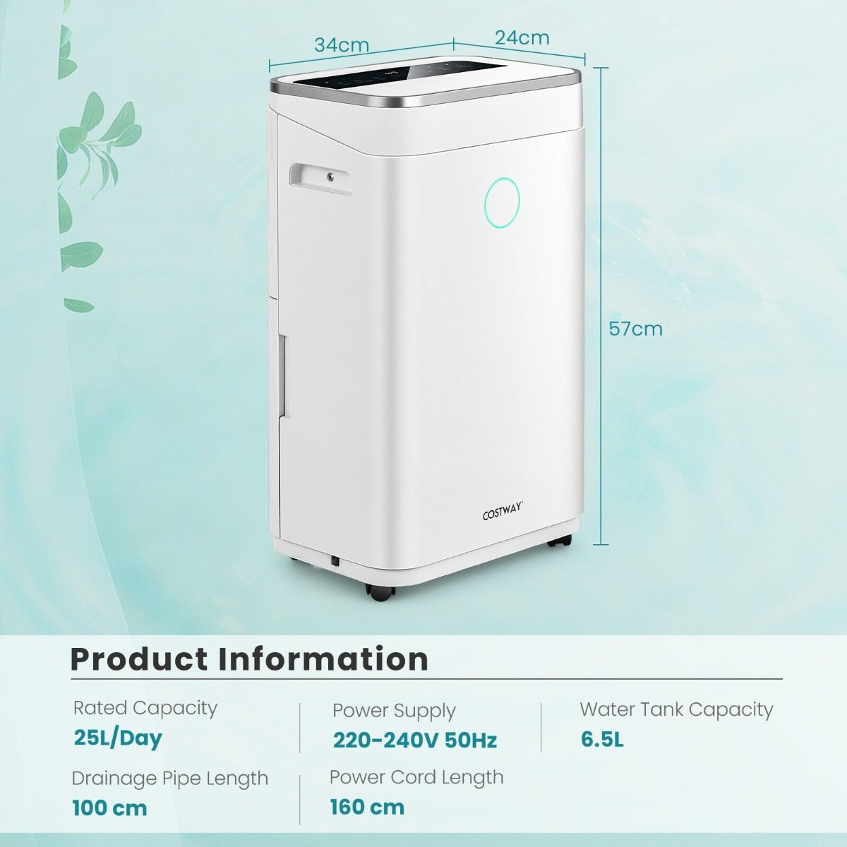 20L Per Day Dehumidifier with 6.5L Water Tank and 24H Timer for Home Basement-20L