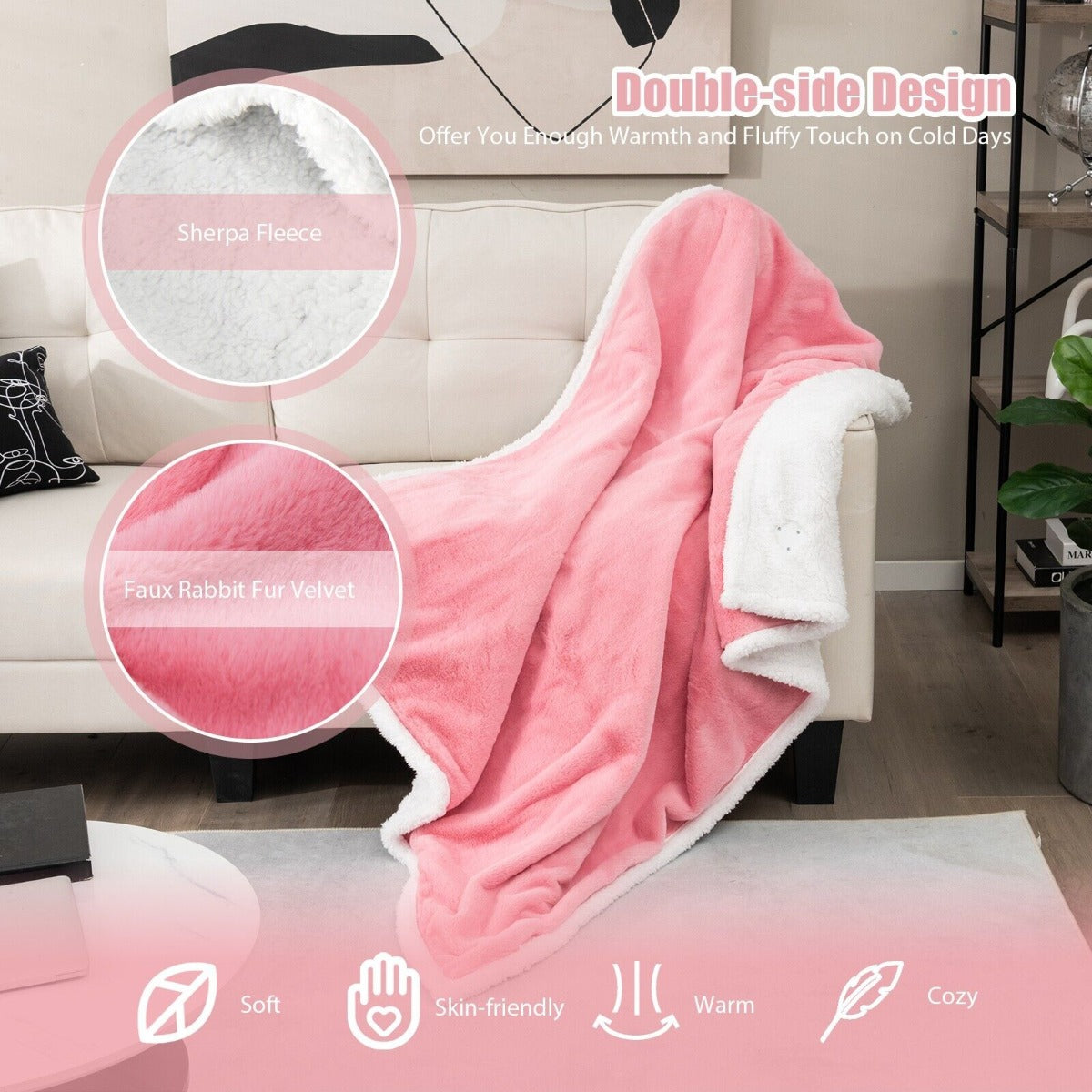 154 x 130 CM Reversible Electric Heated Blanket with 10 Heat Settings-Dark Grey