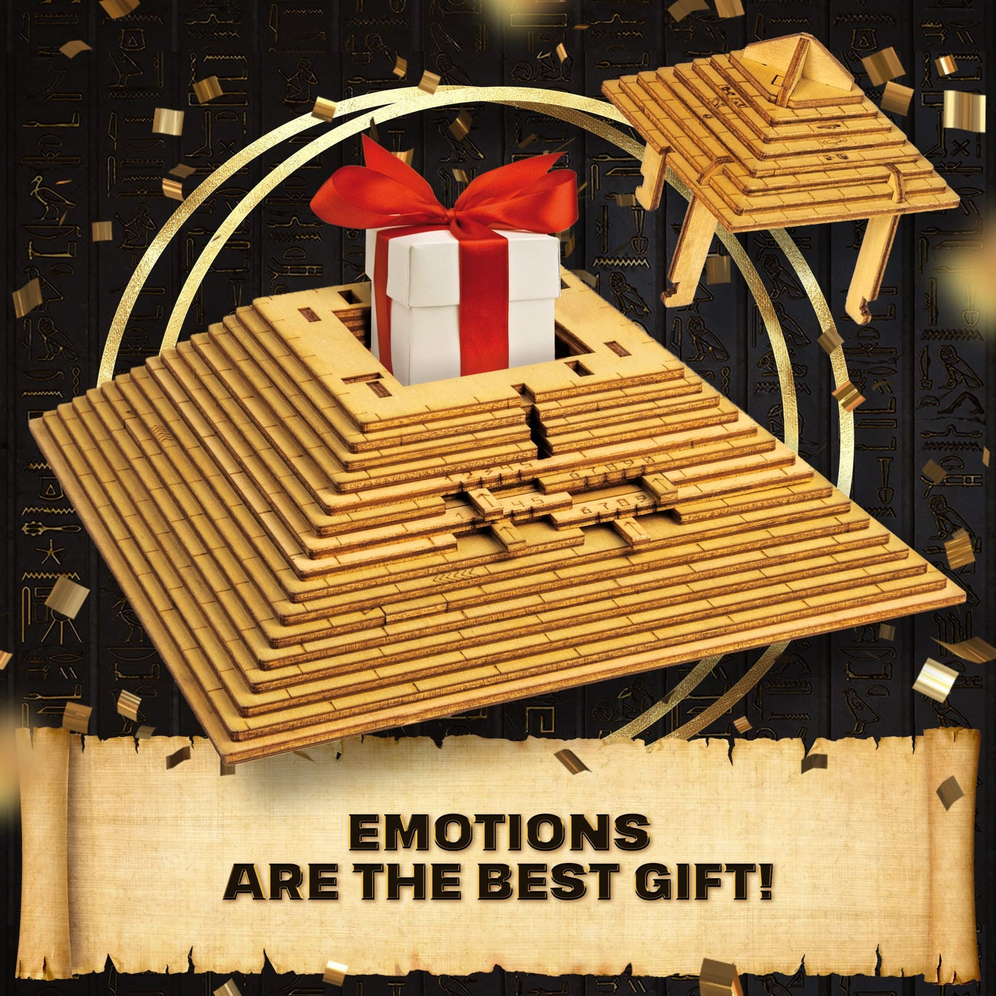 ESC WELT Quest Pyramid Puzzle Box – Escape Room in a Box for Adults & Teens | Wooden 3D Puzzle with Hidden Compartment