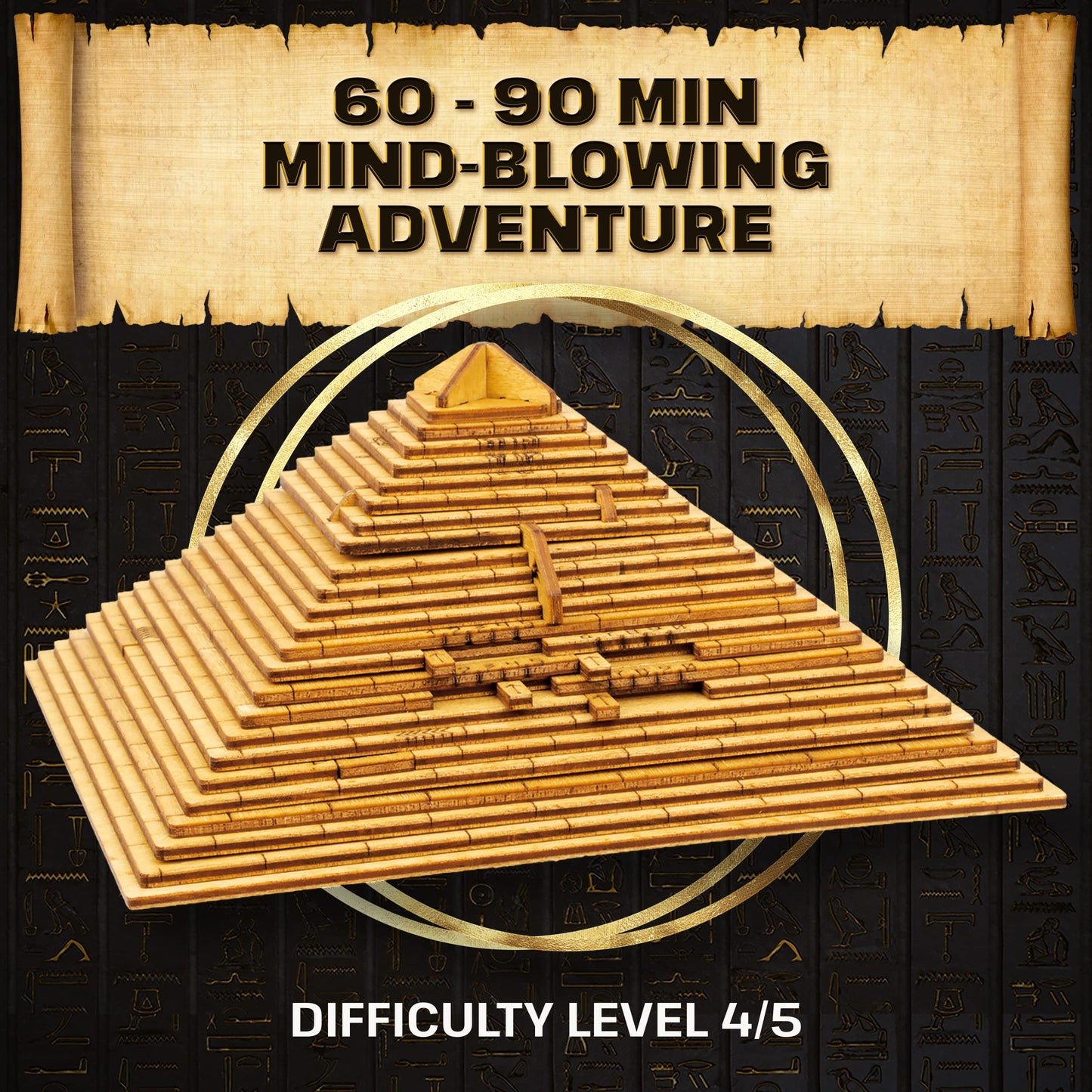 ESC WELT Quest Pyramid Puzzle Box – Escape Room in a Box for Adults & Teens | Wooden 3D Puzzle with Hidden Compartment