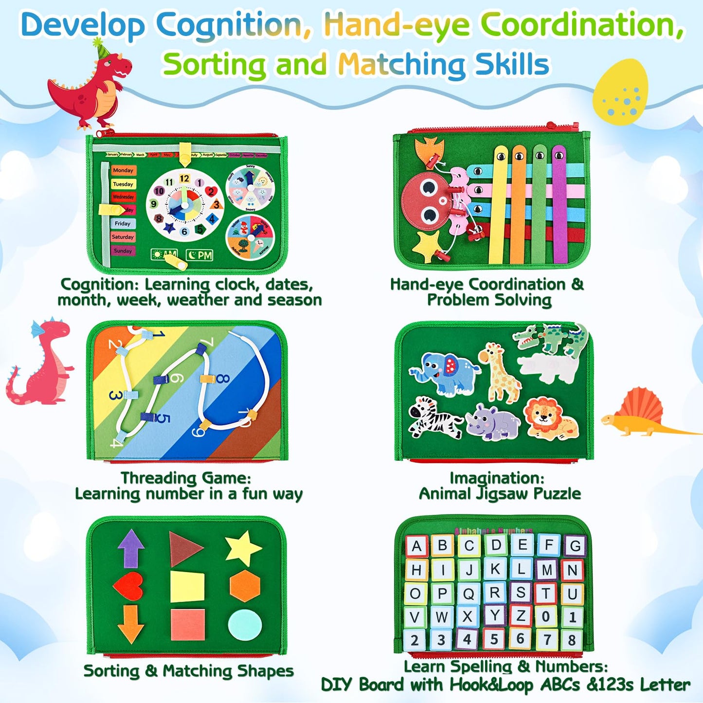 Esjay Toddler Busy Board Montessori Toys – Sensory Learning & Travel Ready