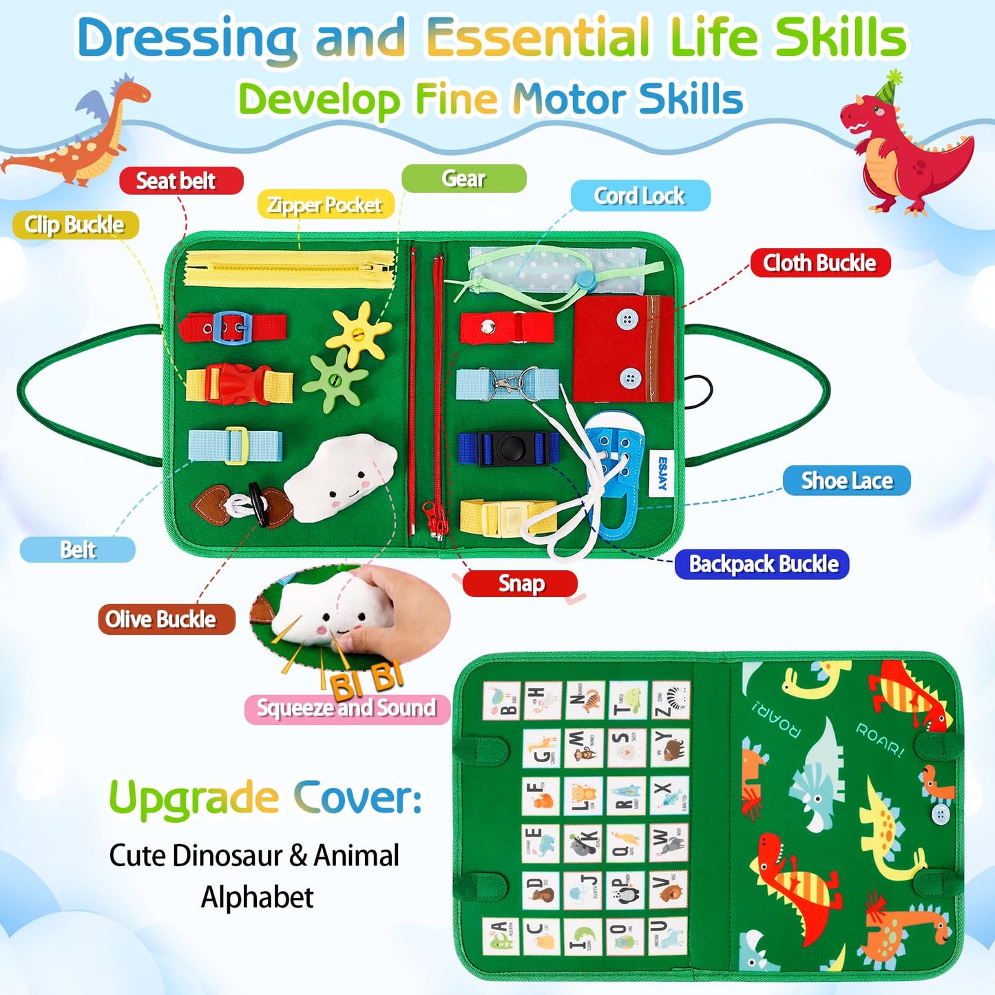 Esjay Toddler Busy Board Montessori Toys – Sensory Learning & Travel Ready