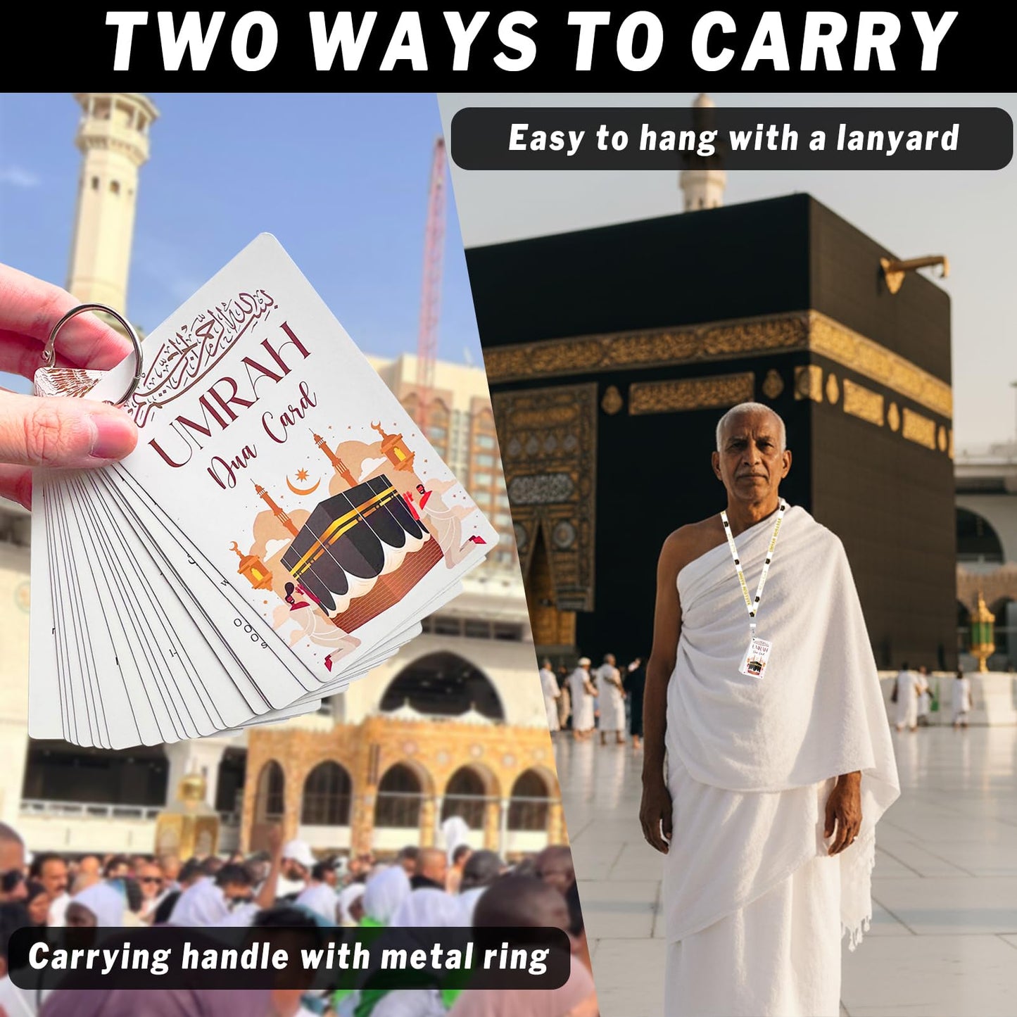 ESLINOP Umrah Dua Cards with Lanyard – 21 Flashcards & Transliteration