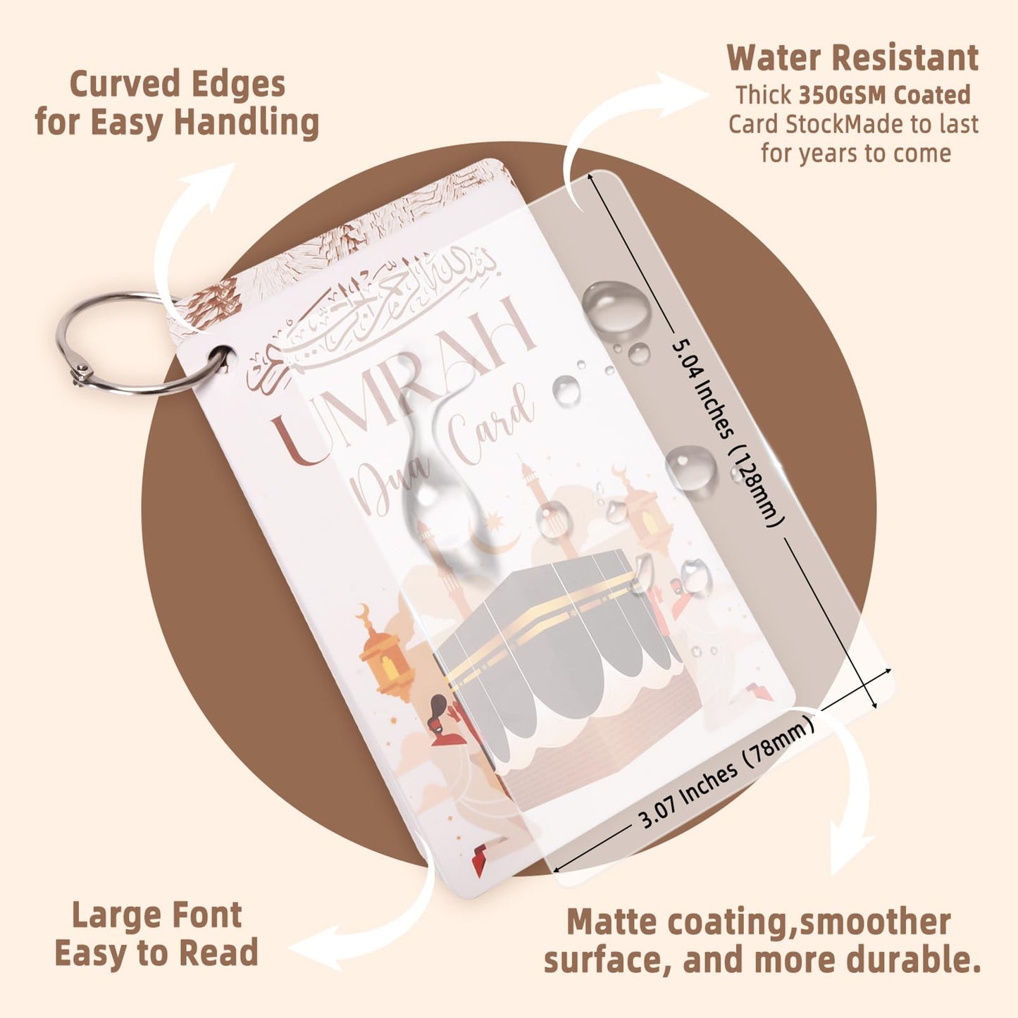 ESLINOP Umrah Dua Cards with Lanyard – 21 Flashcards & Transliteration
