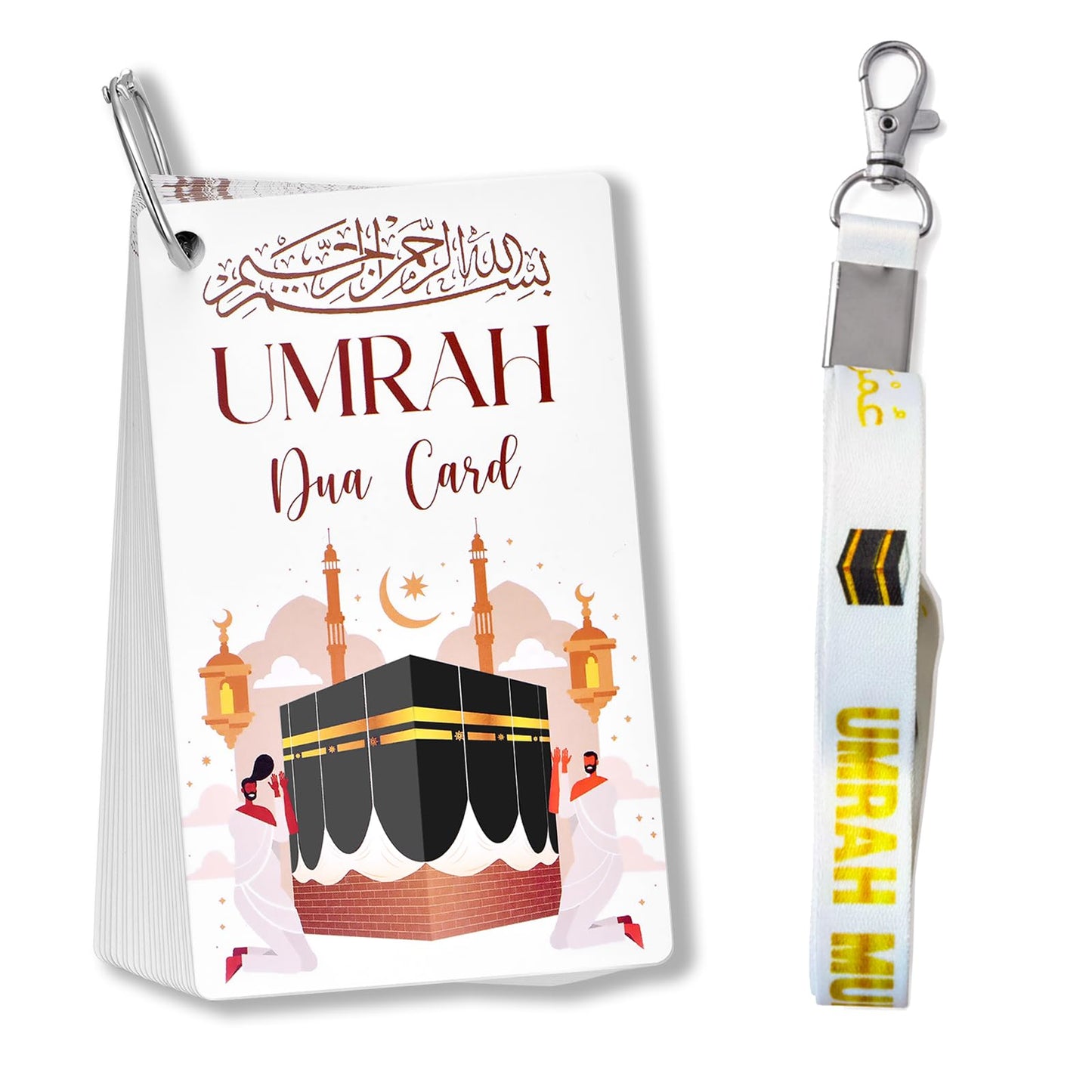 ESLINOP Umrah Dua Cards with Lanyard – 21 Flashcards & Transliteration