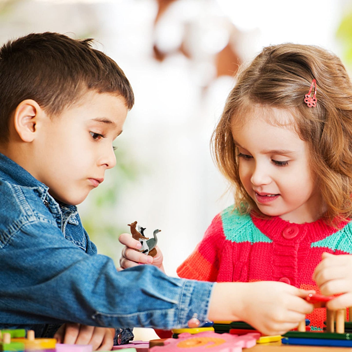 Esoes Montessori Animal Figures with Flash Cards – Realistic Farm Animals for Preschool Learning
