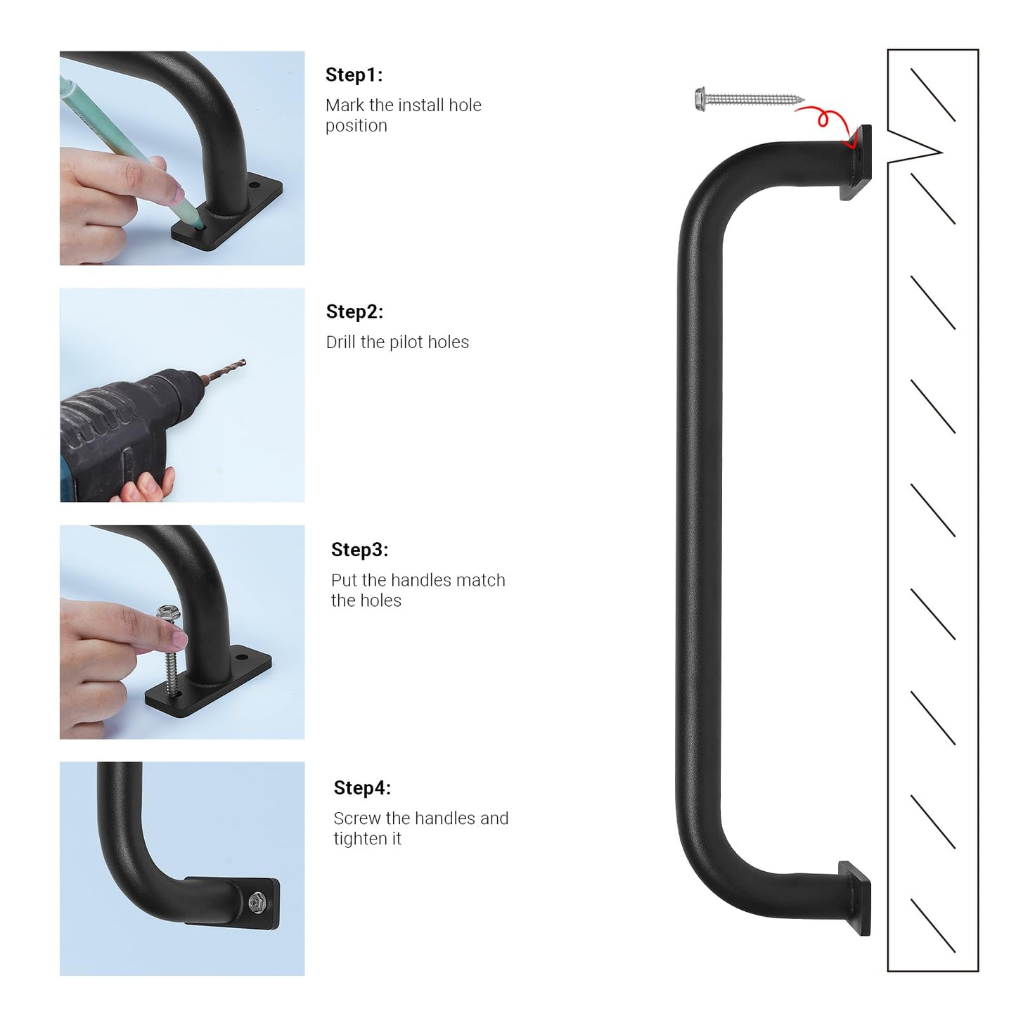ESPETS 17-Inch Black Metal Safety Handles for Playground - 6-Pack