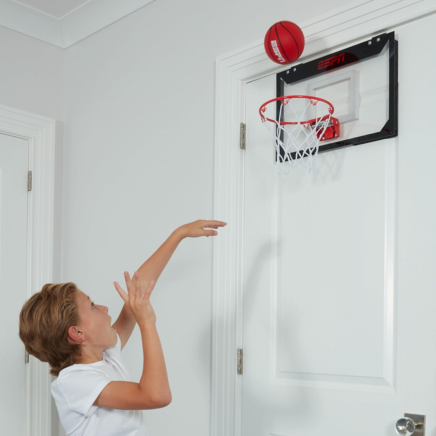 ESPN Mini Basketball Hoop — Over-The-Door with Foldable Breakaway Rim (Includes 2 Mini Balls & Pump)