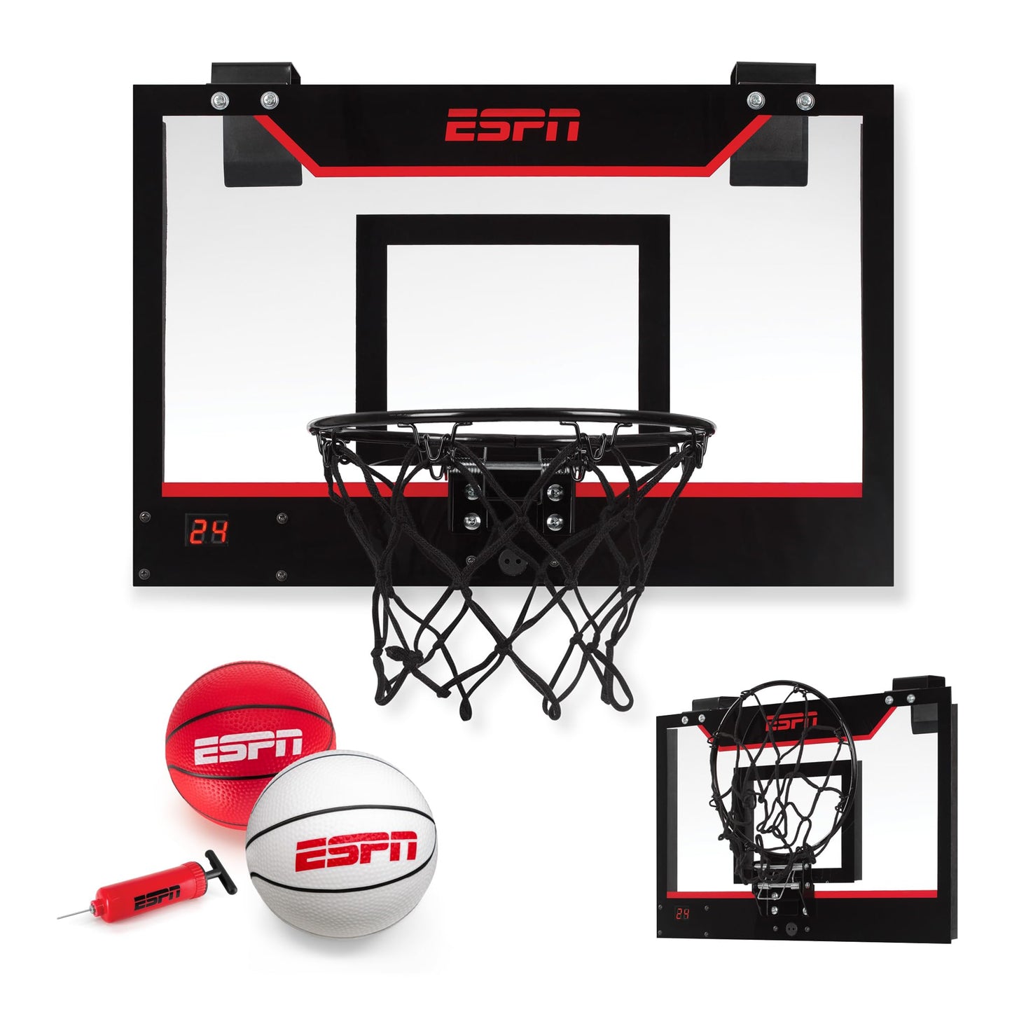 ESPN Mini Basketball Hoop – Over-The-Door with Foldable Rim & Scoreboard