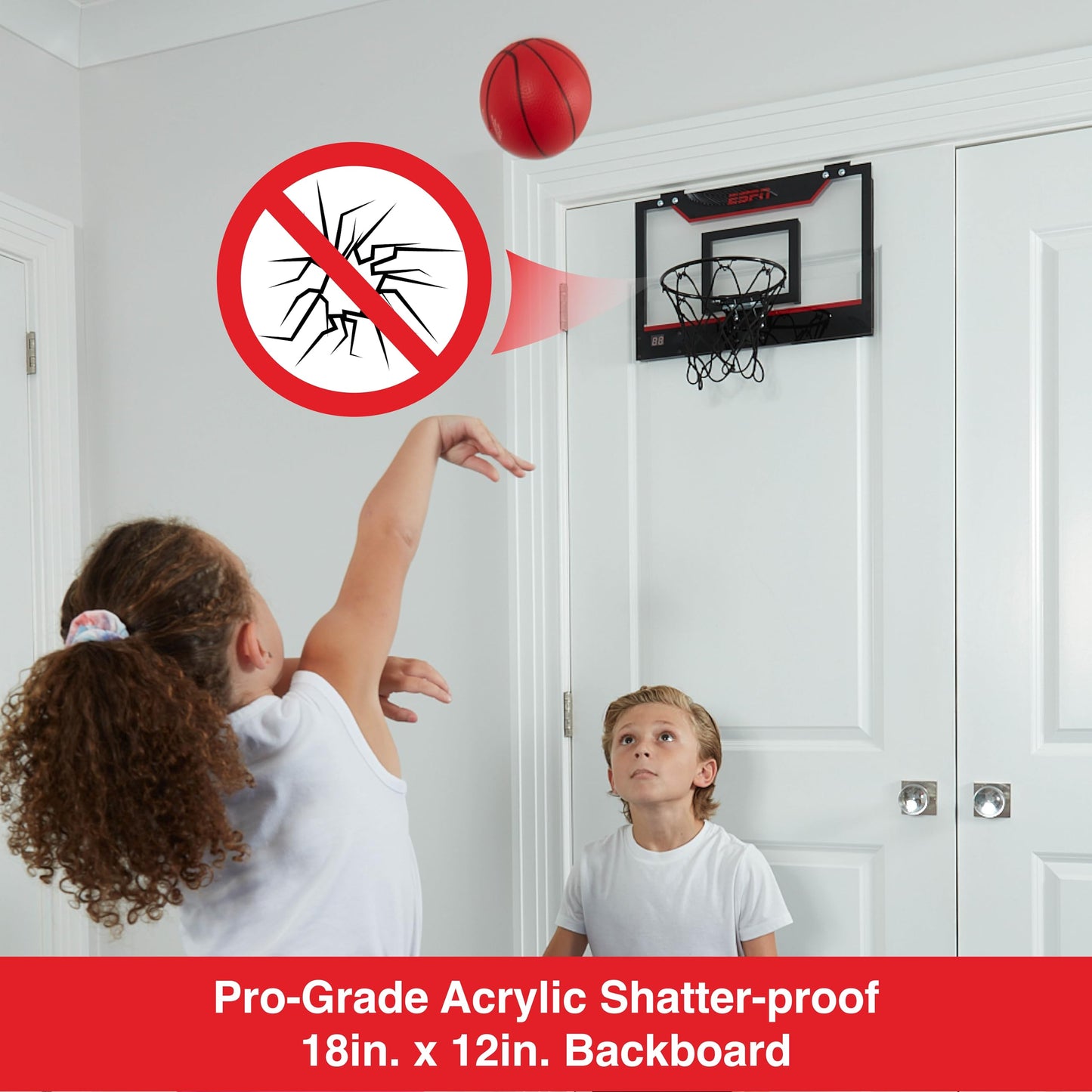 ESPN Mini Basketball Hoop – Over-The-Door with Foldable Rim & Scoreboard