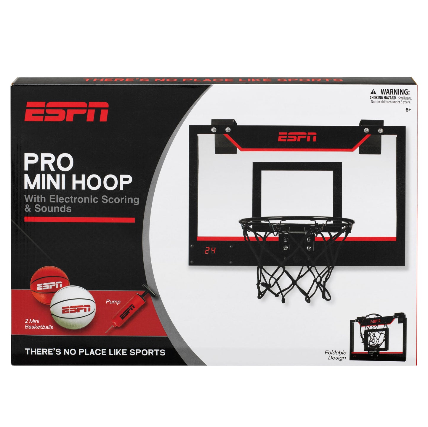 ESPN Mini Basketball Hoop – Over-The-Door with Foldable Rim & Scoreboard