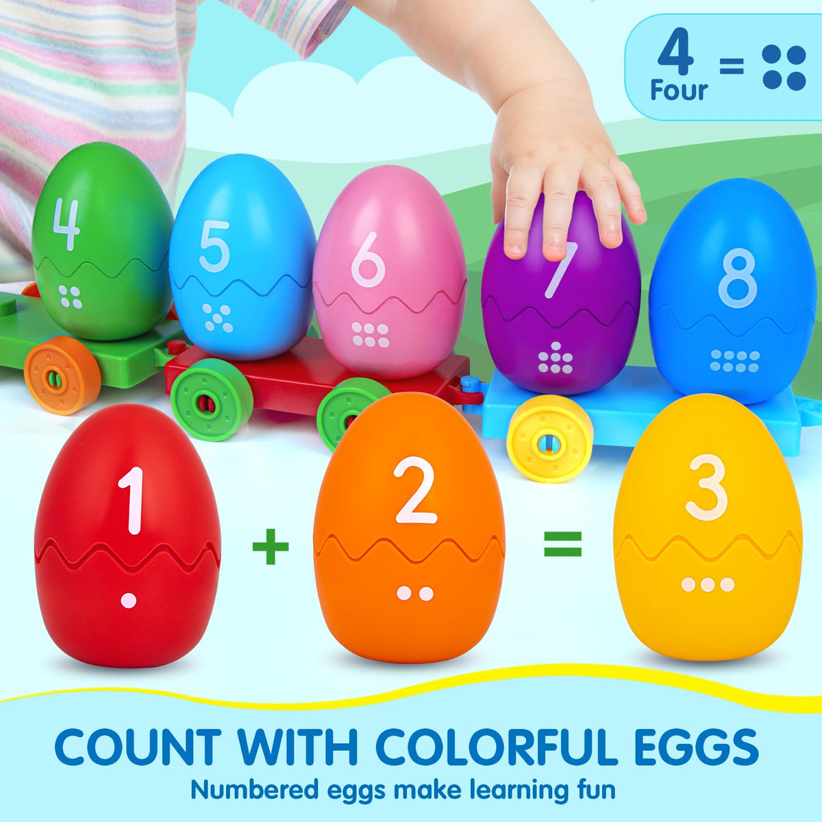 ESPRAY Toddler Farm Train Set — Count, Match & Sort with 8 Animals & 1 Farmer