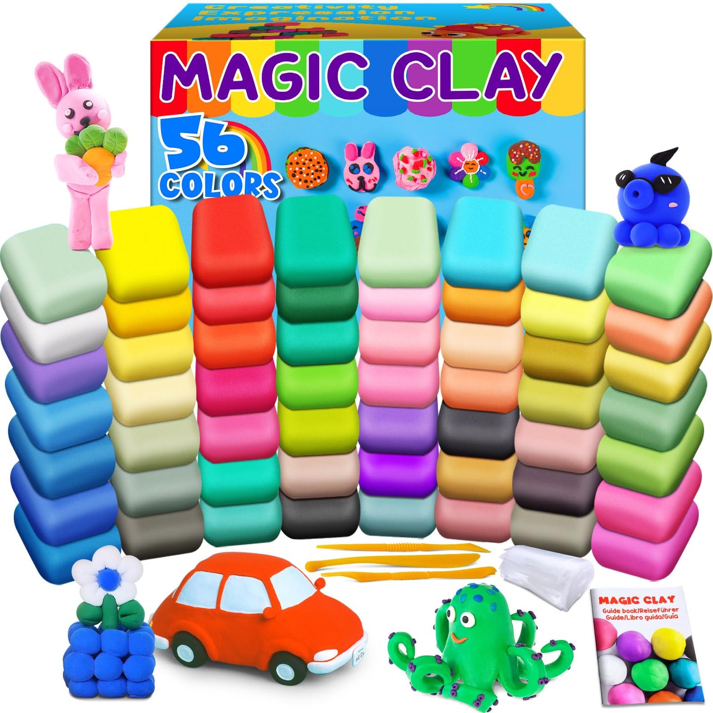 ESSENSON 56-Color Air Dry Clay Kit for Kids — No Bake Modeling Clay