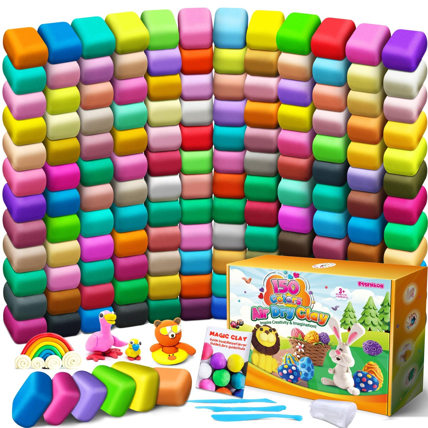 ESSENSON Air Dry Clay Kit – 150 Colors for Kids Craft & Modeling