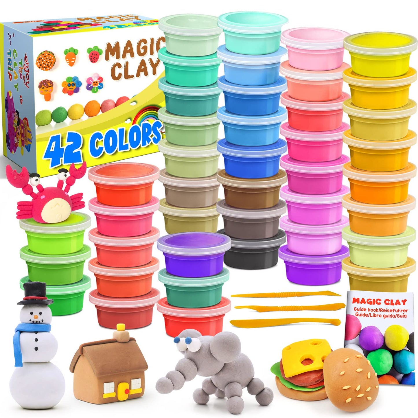 ESSENSON Air Dry Clay – 42 Colors for Kids | Modeling Clay Kit with Tools