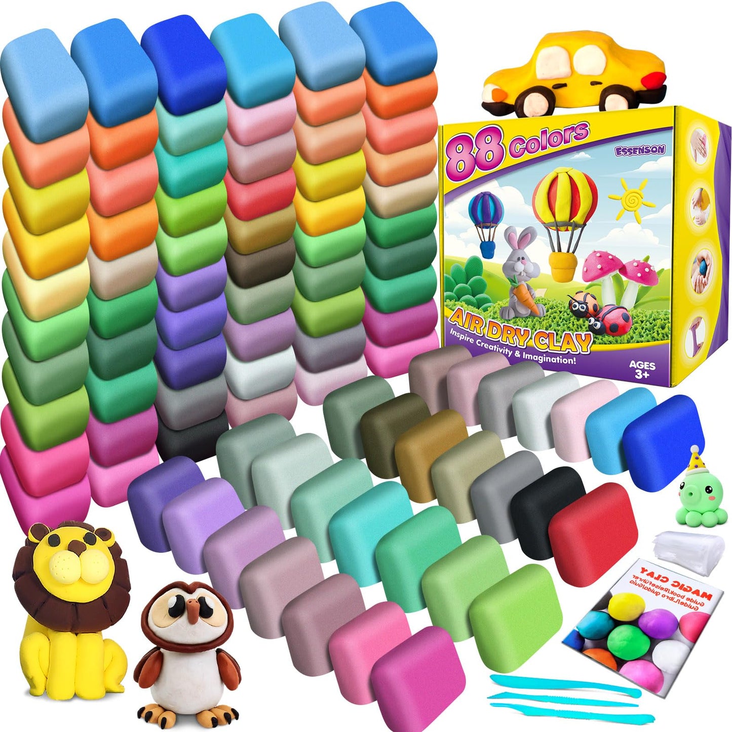 ESSENSON Air Dry Clay - 88 Colors for Kids | DIY Modeling & Craft Gift