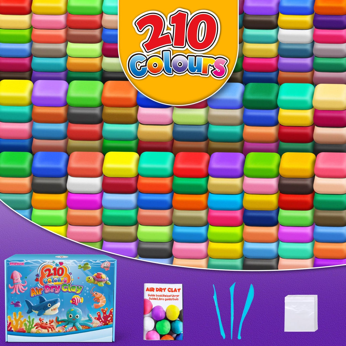 ESSENSON Air Dry Clay 210 Colors | Creative Kids Modeling Clay Kit