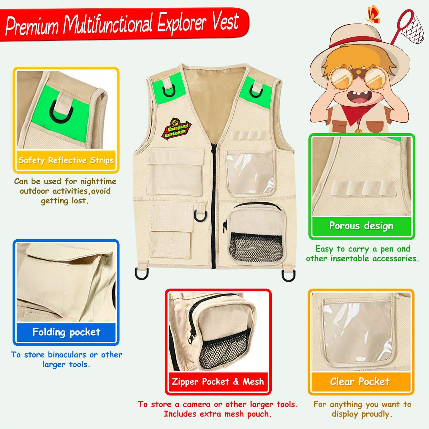 ESSENSON Outdoor Explorer Kit & Bug Catcher Kit with Vest & Gear