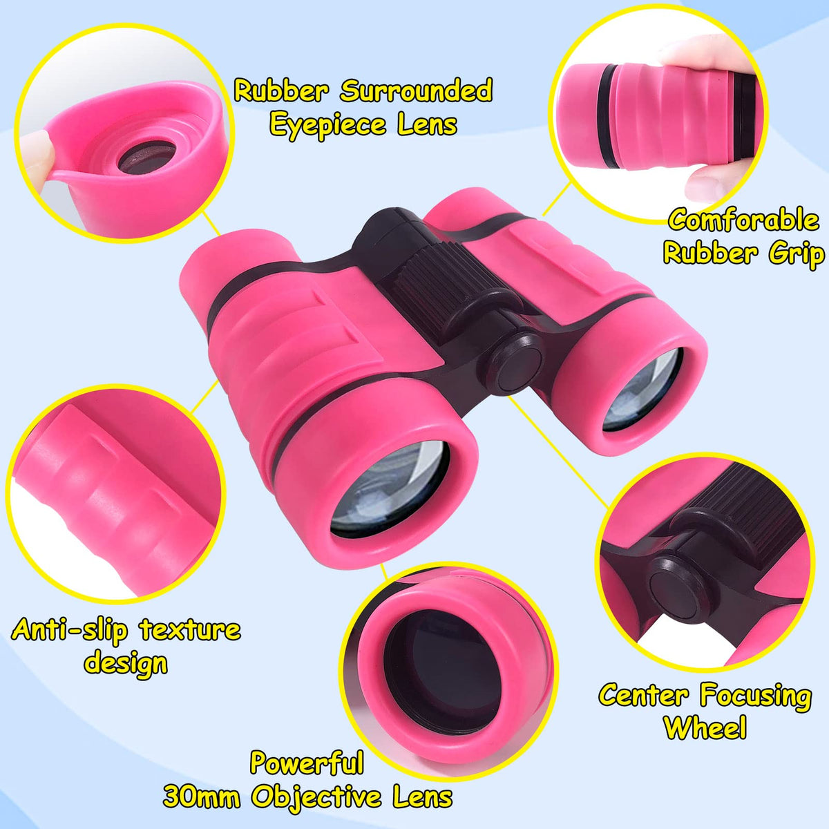 Essenson Kids Binoculars Pink – 4x30mm for Outdoor Play, Bird Watching & Travel