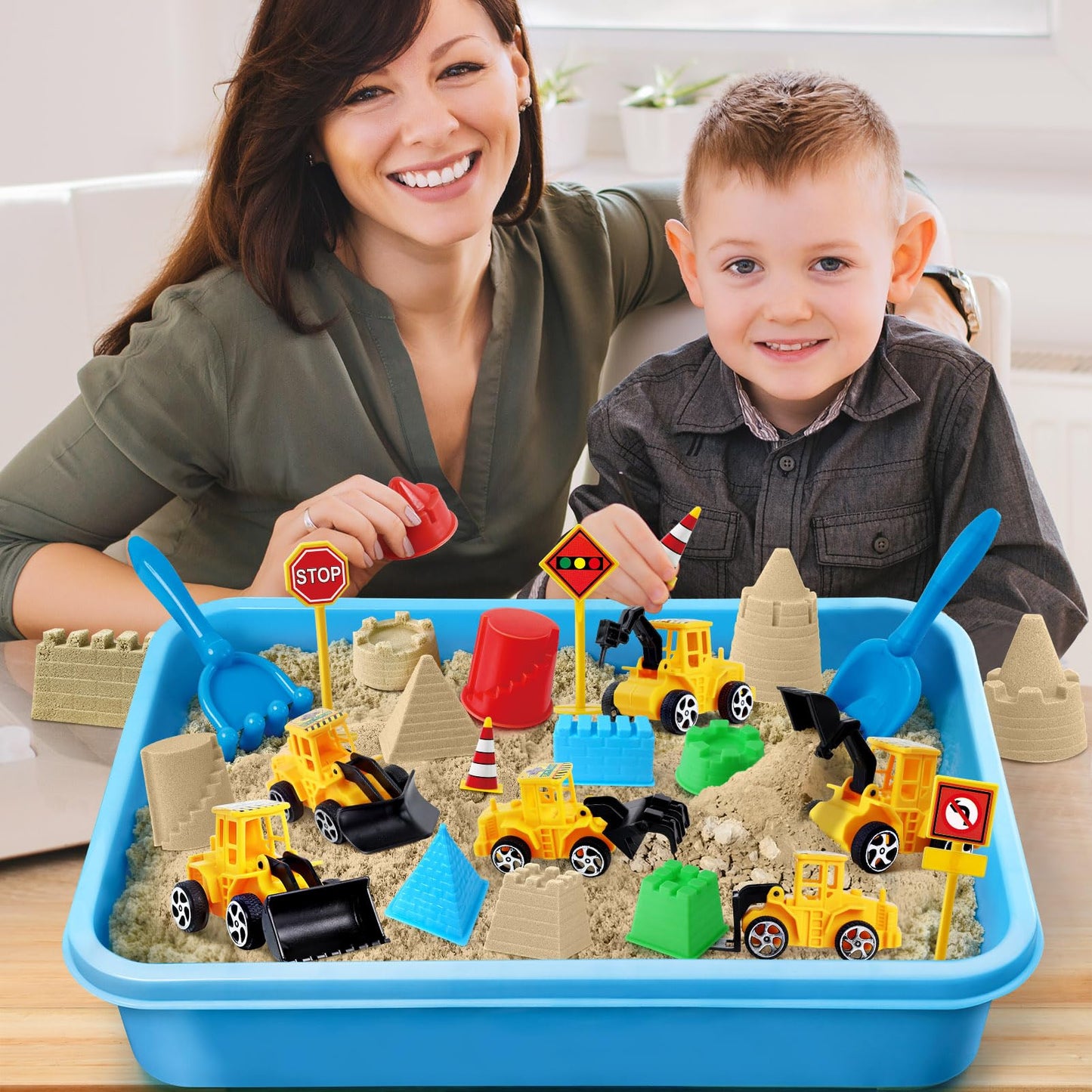 ESSENSON Sensory Bin: Construction Kit with Sand for Kids 3+