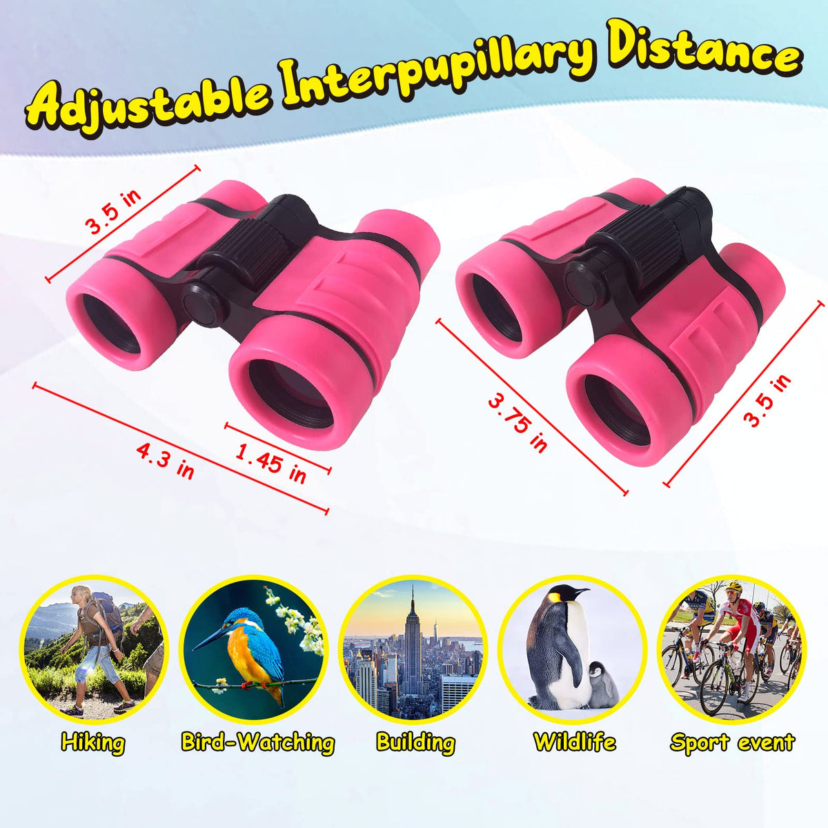 Essenson Kids Binoculars Pink – 4x30mm for Outdoor Play, Bird Watching & Travel