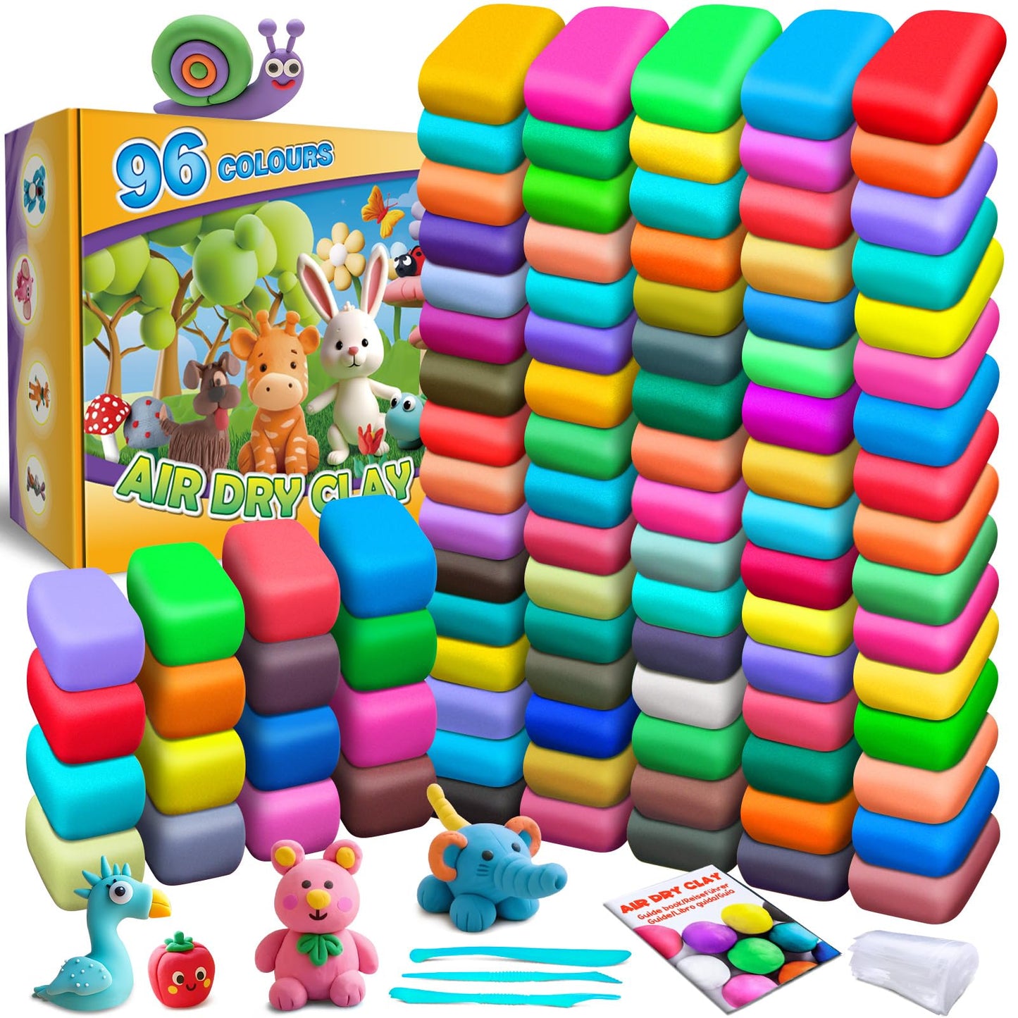ESSENSON Magic Clay - 96-Color Air Dry Clay Kit for Kids | No Baking Required