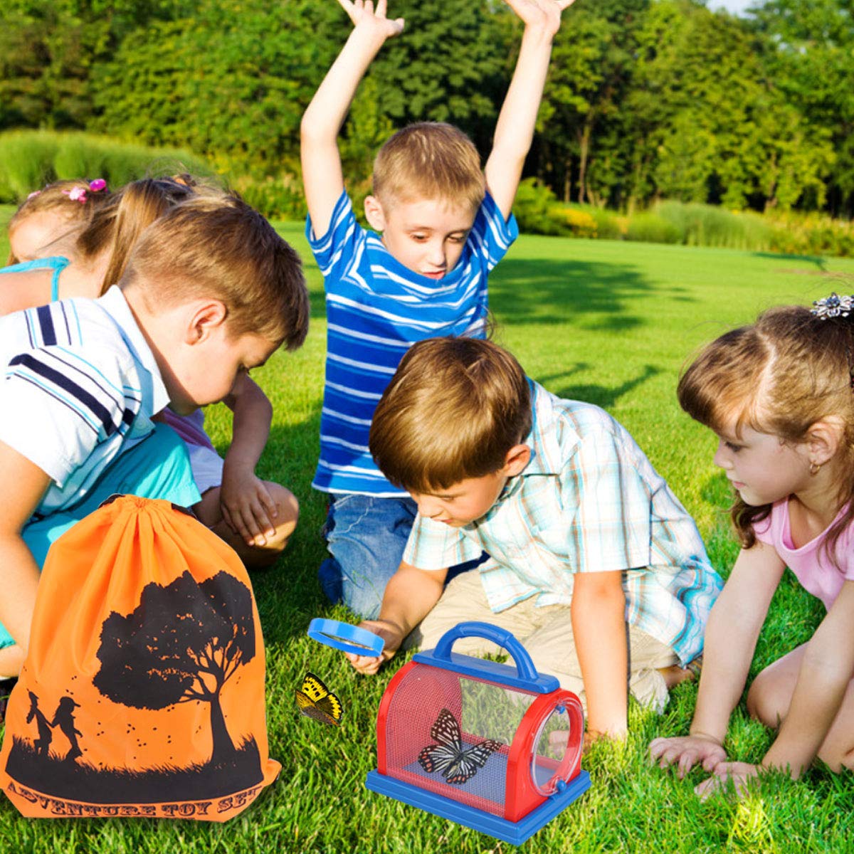ESSENSON Outdoor Explorer Kit & Bug Catcher Kit – Binoculars, Compass, Magnifying Glass, Critter Case | Kids Gift 3-12