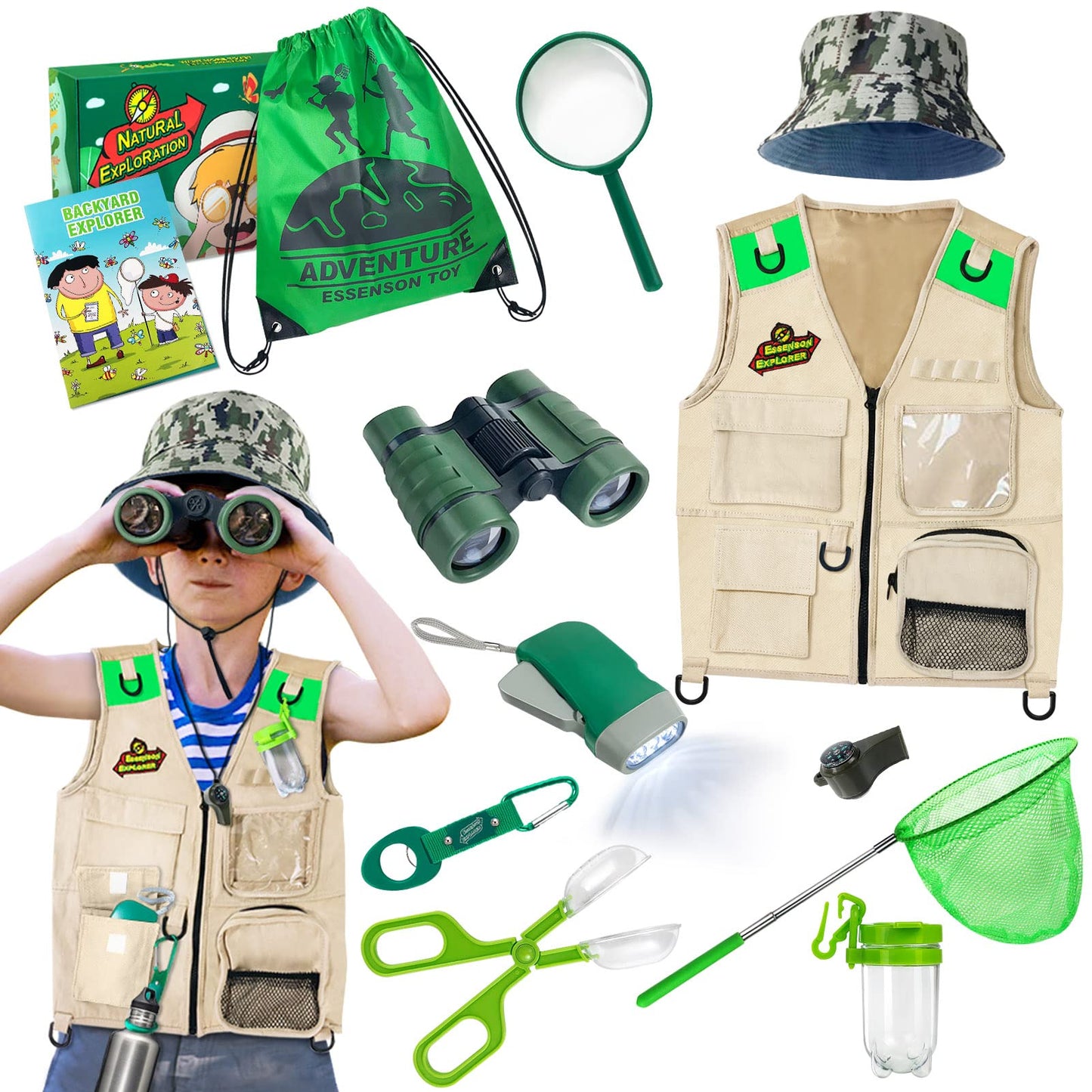 ESSENSON Outdoor Explorer Kit & Bug Catcher Kit with Vest & Gear