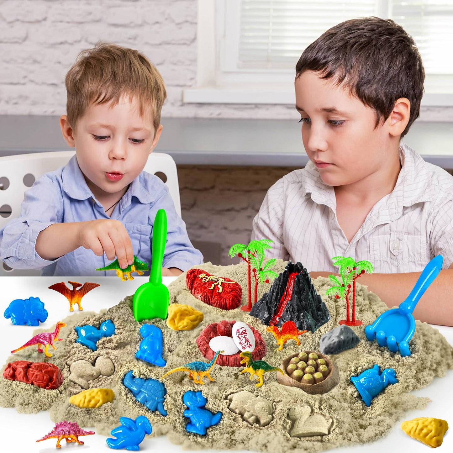 Essenson Sensory Bin: Dinosaurs Kit with Sensory Sand for Imaginative Sandbox Play