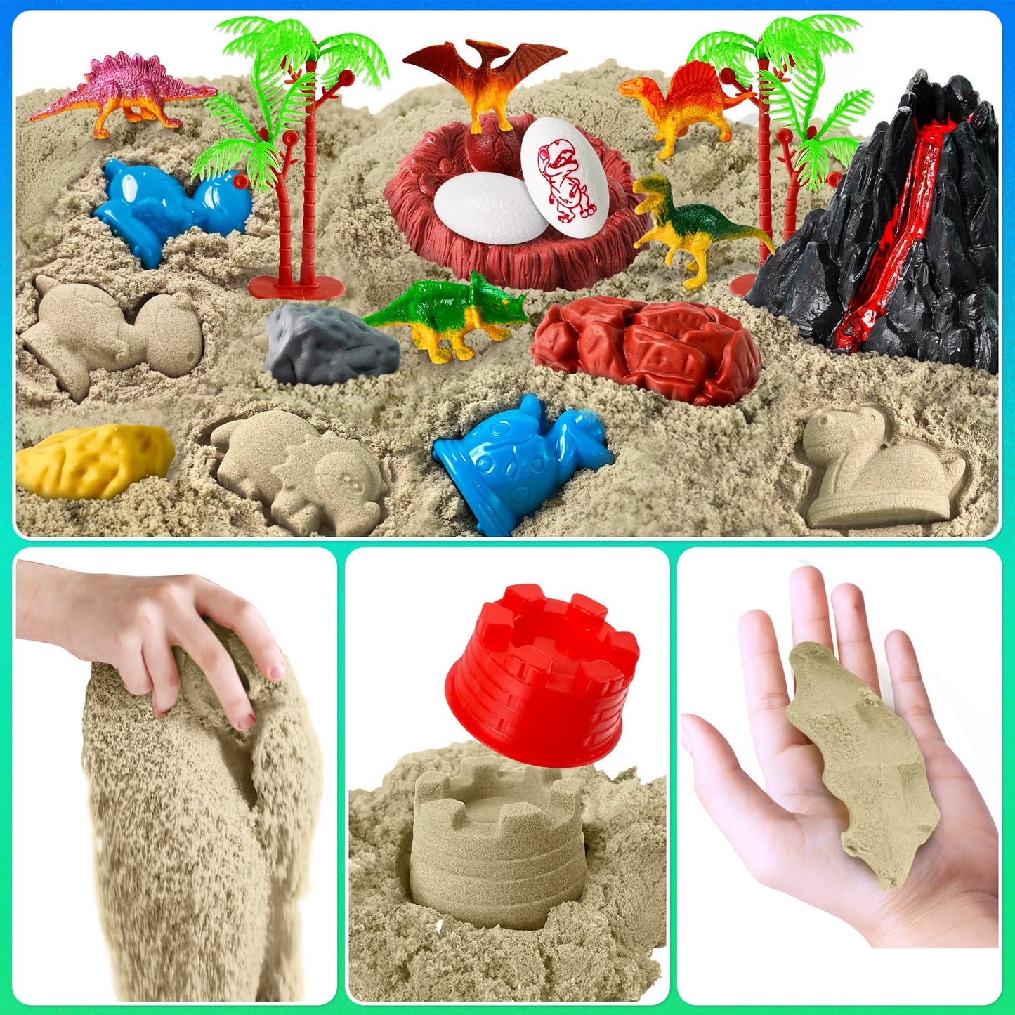 Essenson Sensory Bin: Dinosaurs Kit with Sensory Sand for Imaginative Sandbox Play