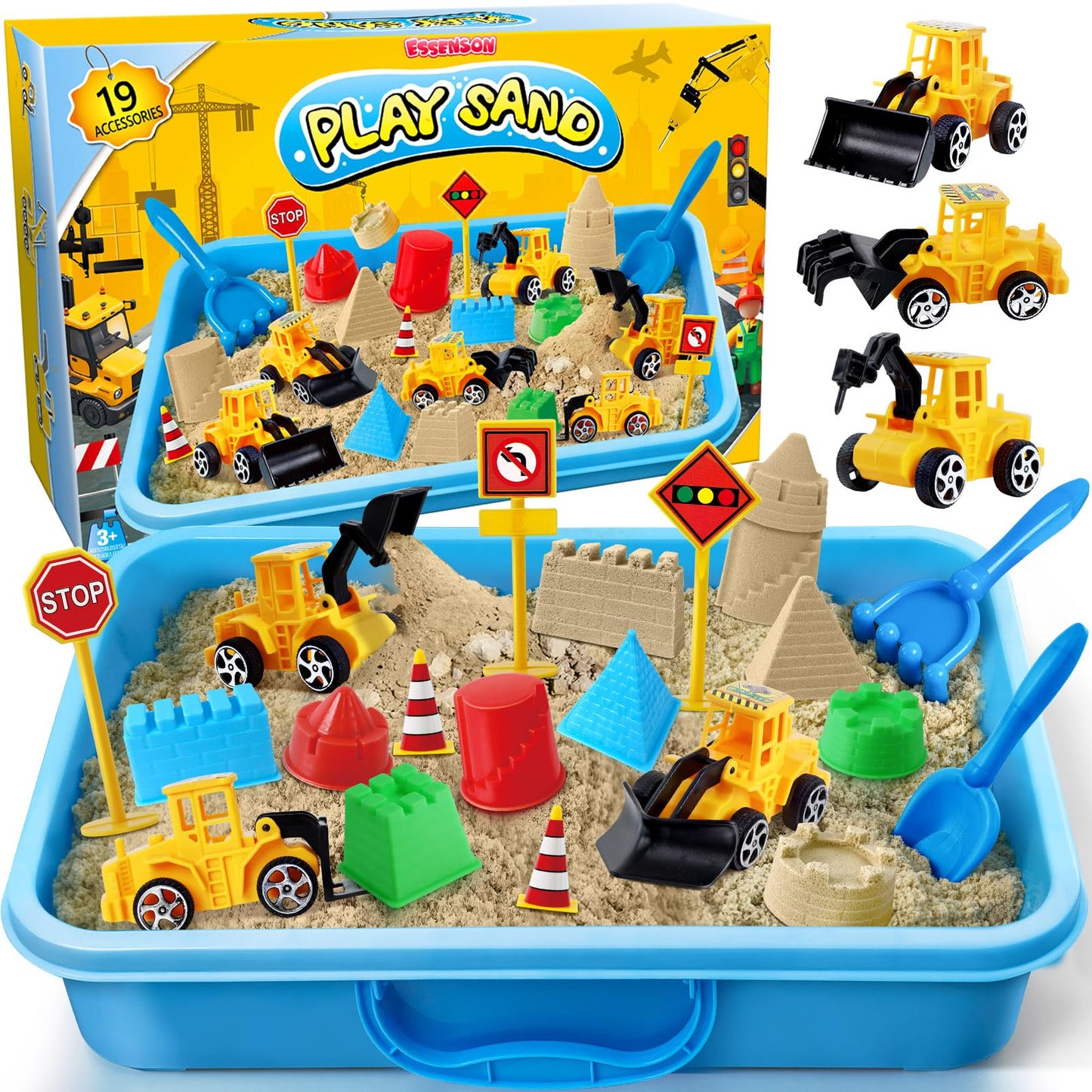 ESSENSON Sensory Bin: Construction Kit with Sand for Kids 3+