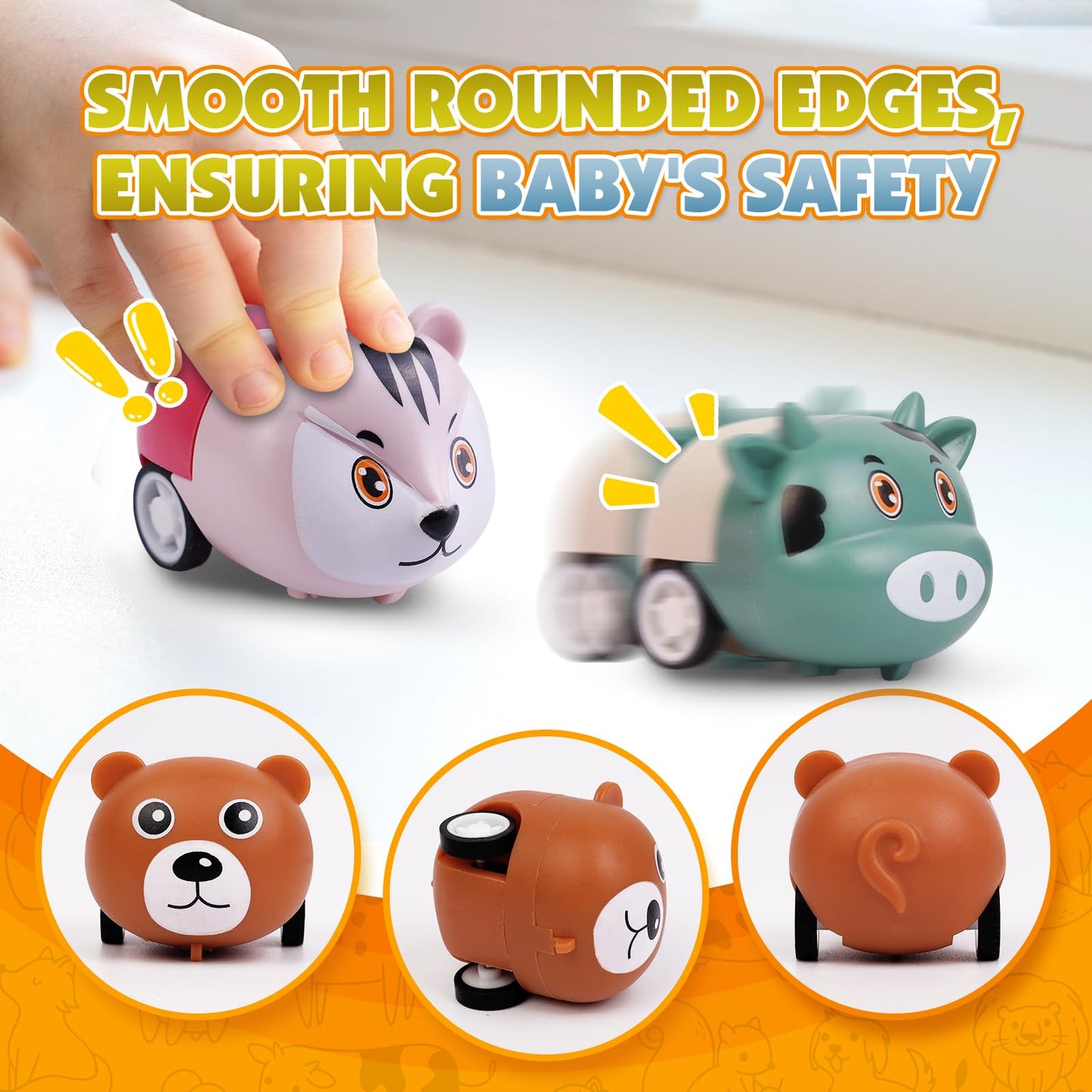 Estardaa 36-pcs Animals Pull-Back Cars – Battery-Free Mini Toy Vehicles