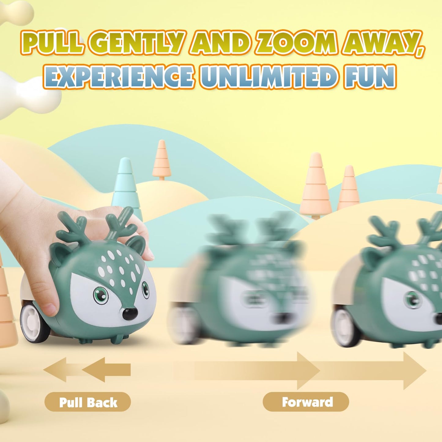 Estardaa 36-pcs Animals Pull-Back Cars – Battery-Free Mini Toy Vehicles