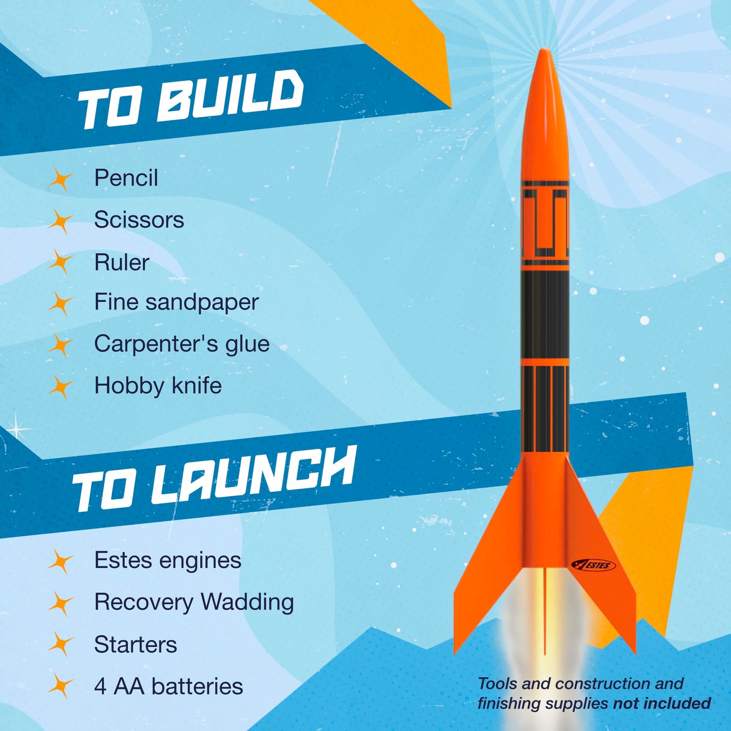 Estes 1427 Alpha III Rocket-Building Kit — Beginner Flying-Rocket Model with Launch Pad & Controller