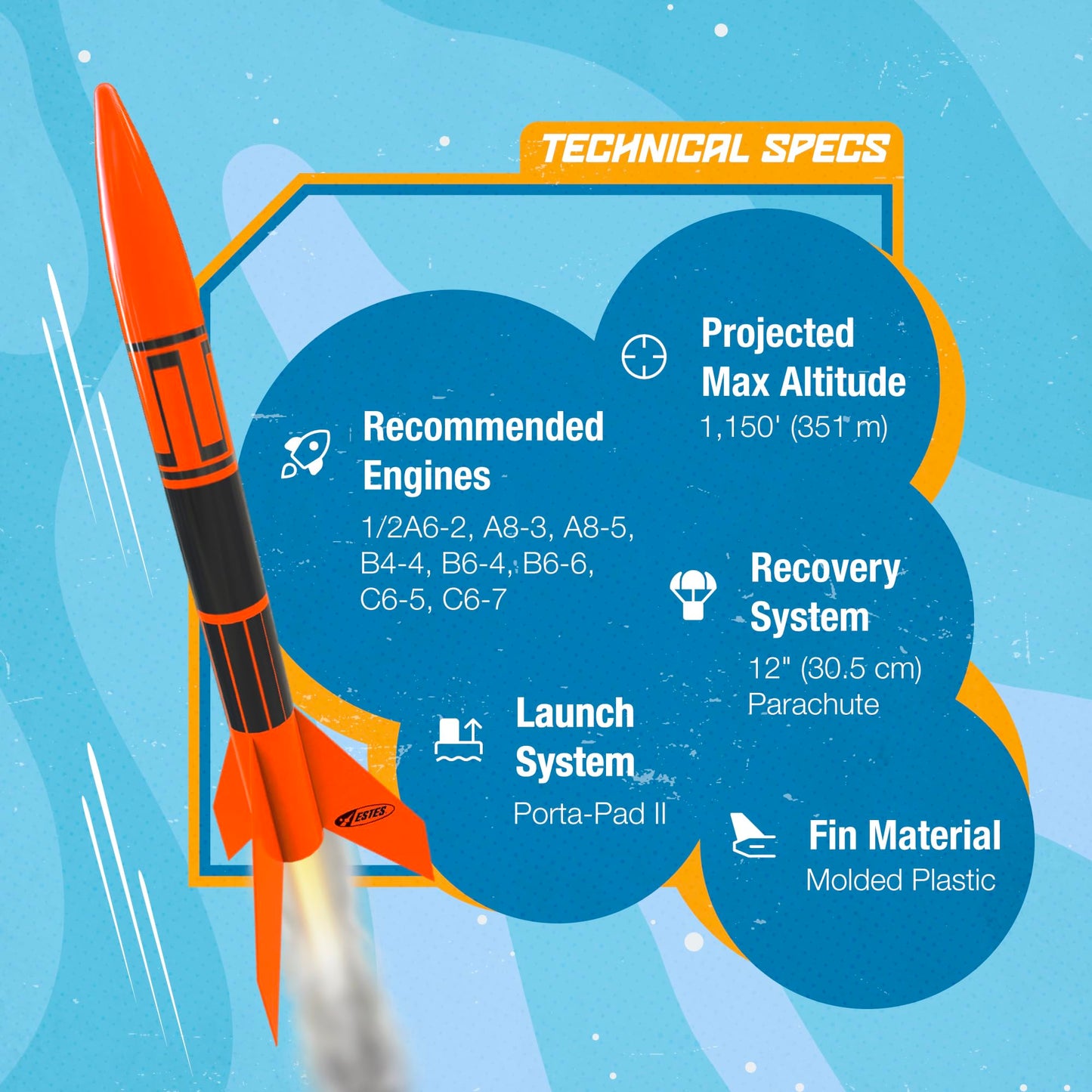 Estes 1427 Alpha III Rocket-Building Kit — Beginner Flying-Rocket Model with Launch Pad & Controller