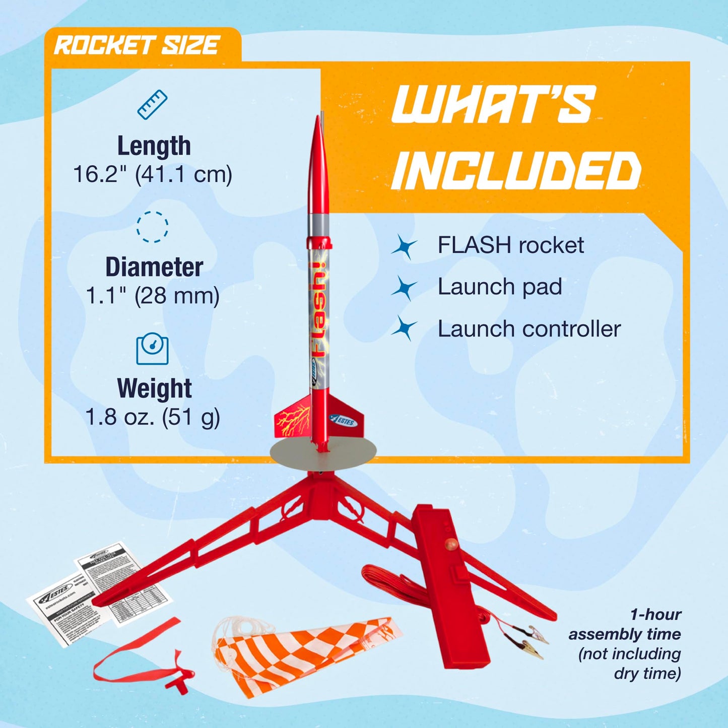 Estes 001478 Flash Rocket Launch Set – Beginner Model Rocket Kit with Pad & Controller