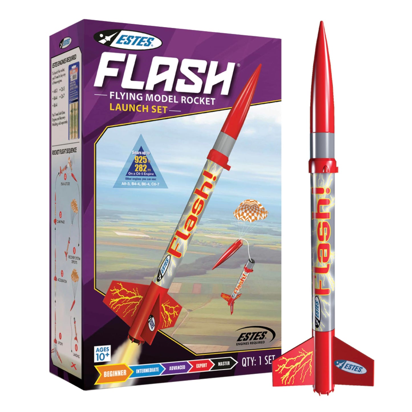 Estes 001478 Flash Rocket Launch Set – Beginner Model Rocket Kit with Pad & Controller