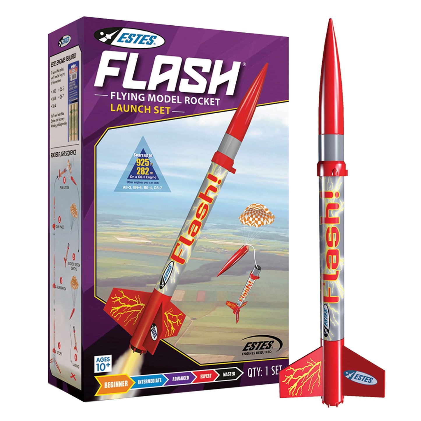 Estes 001478 Flash Rocket Launch Set – Beginner Model Rocket Kit with Pad & Controller