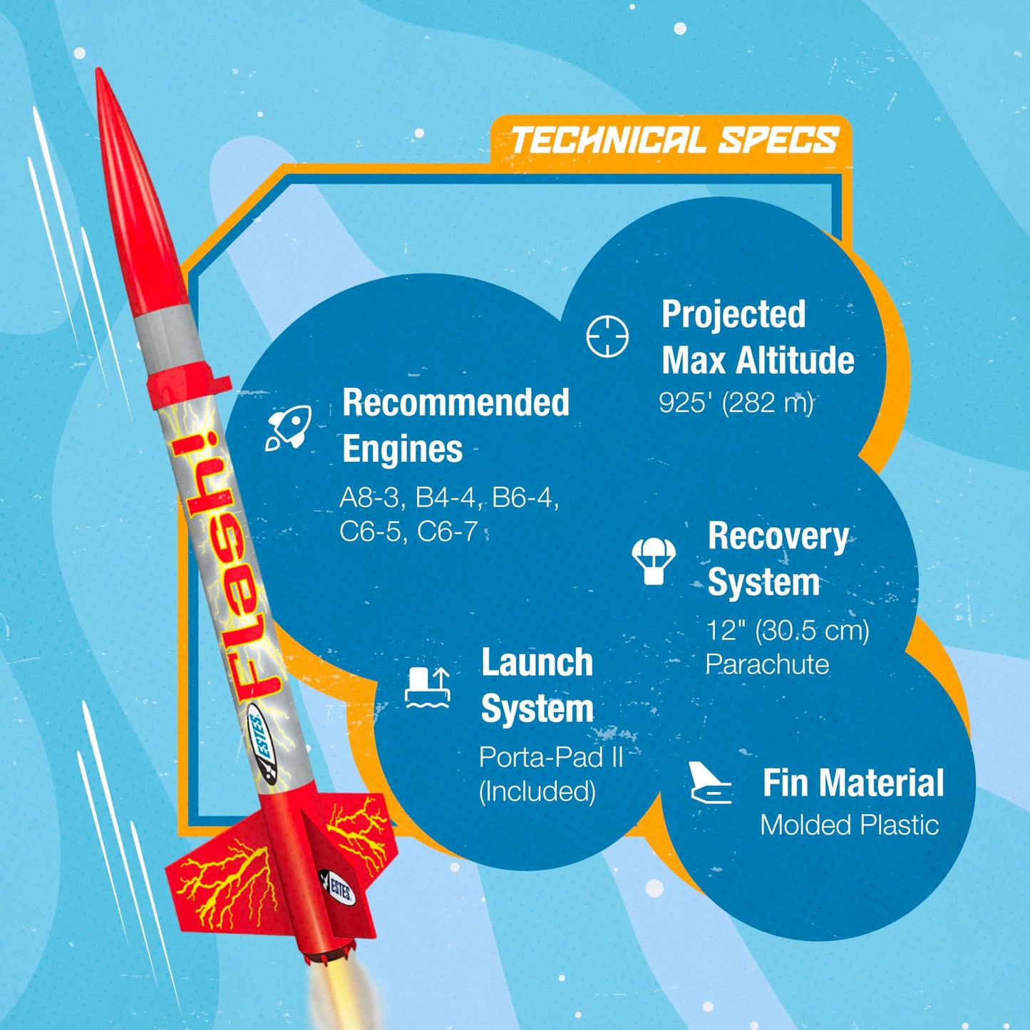 Estes 001478 Flash Rocket Launch Set – Beginner Model Rocket Kit with Pad & Controller