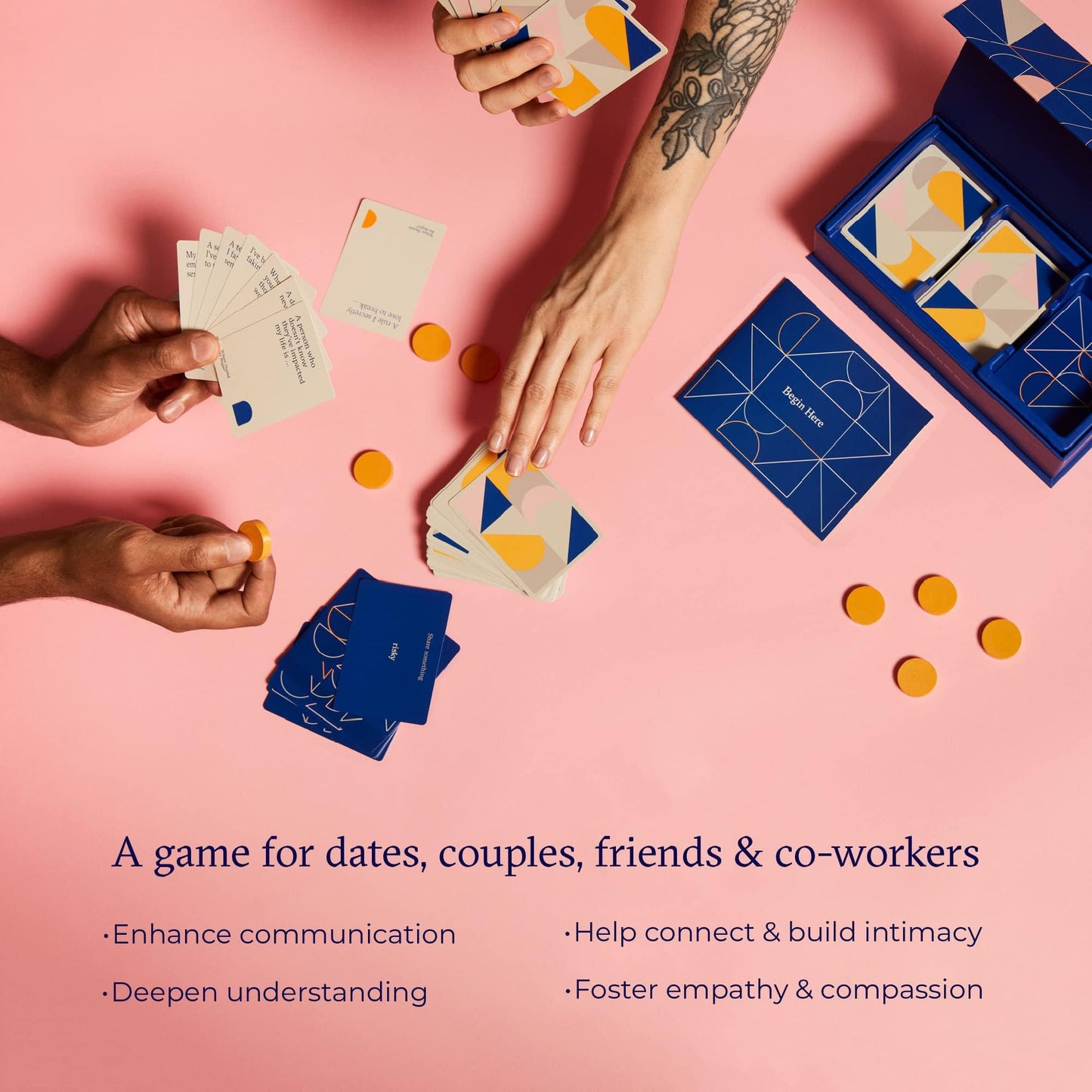 ESTHER PEREL Conversation Card Game for Couples, Friends & Co-Workers — 280 Cards, 12 Tokens, 2-6 Players