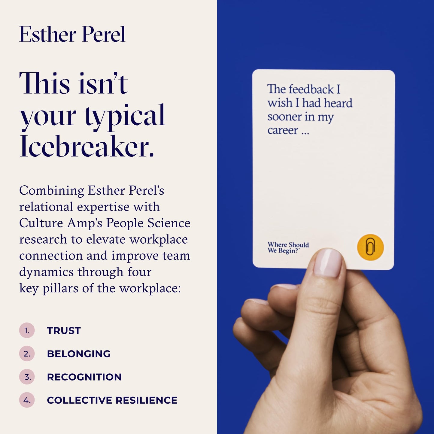 Where Should We Begin? at Work — 100 Conversation Cards for Teams by Esther Perel & Culture Amp