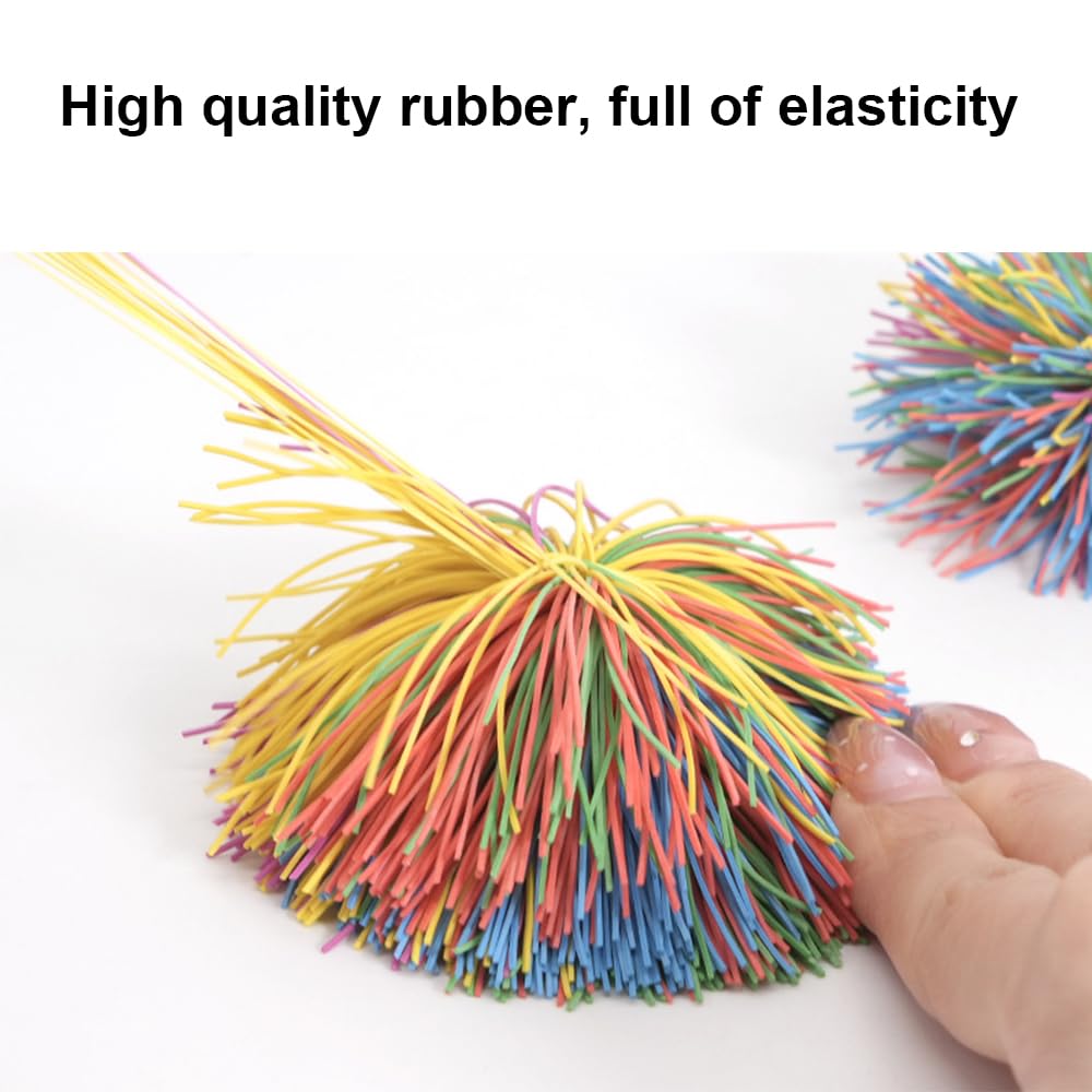 Estimable 16 PCS Sensory Fidget Stringy Balls — Rainbow Soft Rubber Stress Ball Toys