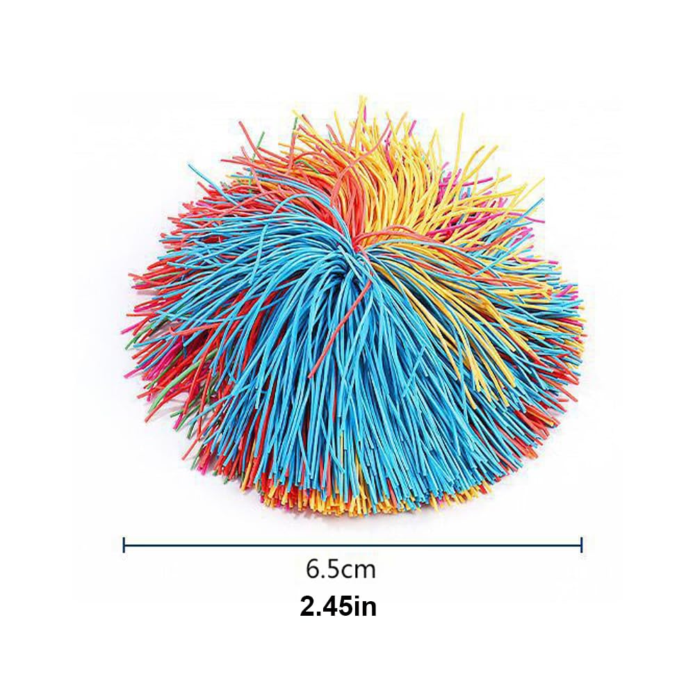 Estimable 16 PCS Sensory Fidget Stringy Balls — Rainbow Soft Rubber Stress Ball Toys