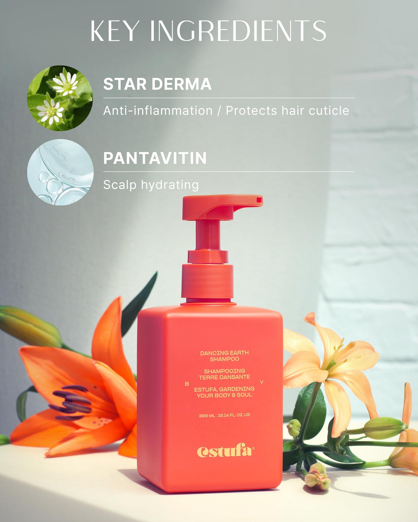 ESTUFA Dancing Earth Shampoo – Vegan, Silicone-Free for Scalp Purification & Hydration (10.1 fl oz)