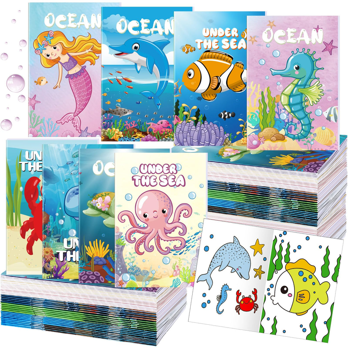 Estune Ocean Coloring Books 40-Pack – Undersea Mini Coloring for Parties